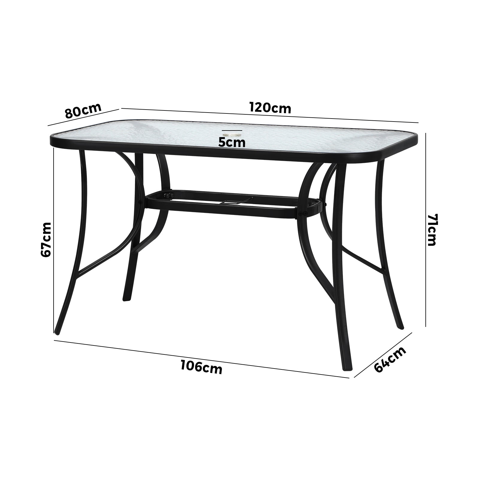 Livsip 120cm Outdoor Dining Glass Table Rectangle Patio Furniture Lounge Bistro - Sunyee
