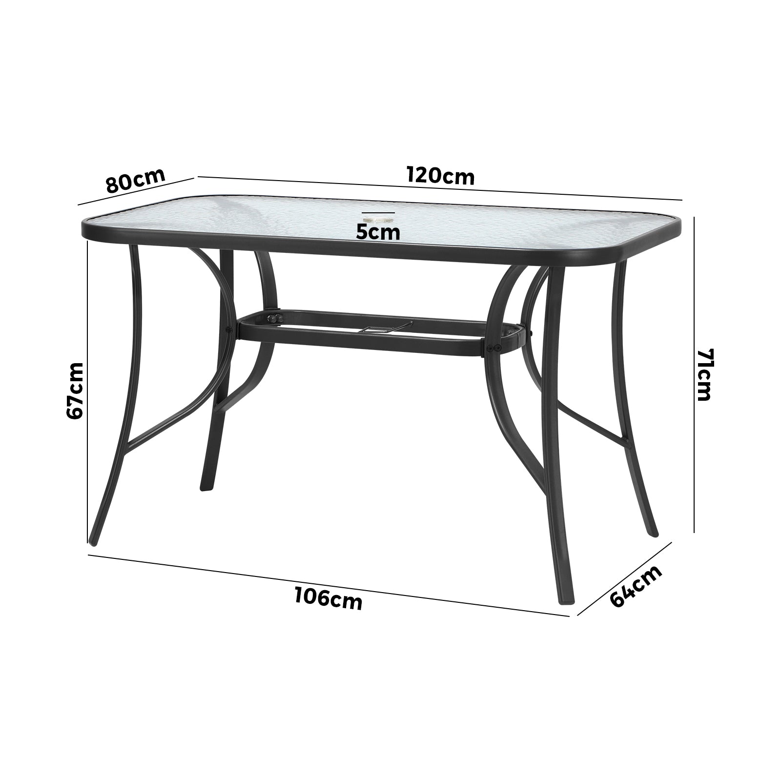 Livsip 120cm Outdoor Dining Glass Table Rectangle Patio Furniture Bistro Grey - Sunyee
