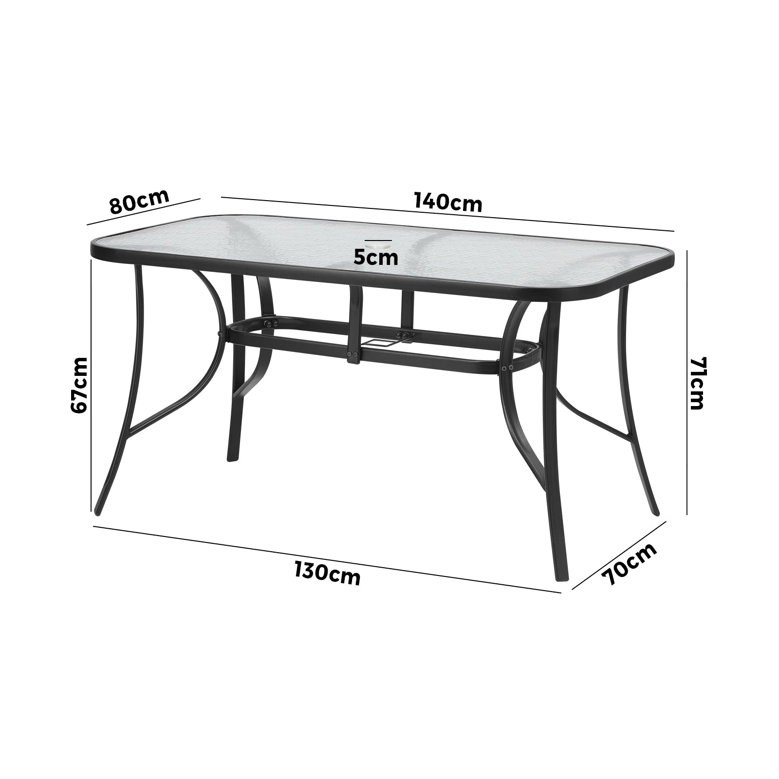 Livsip 140cm Outdoor Dining Glass Table Rectangle Patio Furniture Bistro Grey - Sunyee