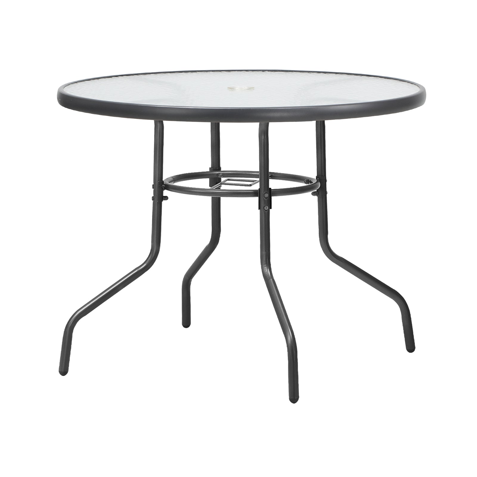 Livsip 90cm Outdoor Dining Glass Table Round Patio Furniture Bistro Set Grey - Sunyee