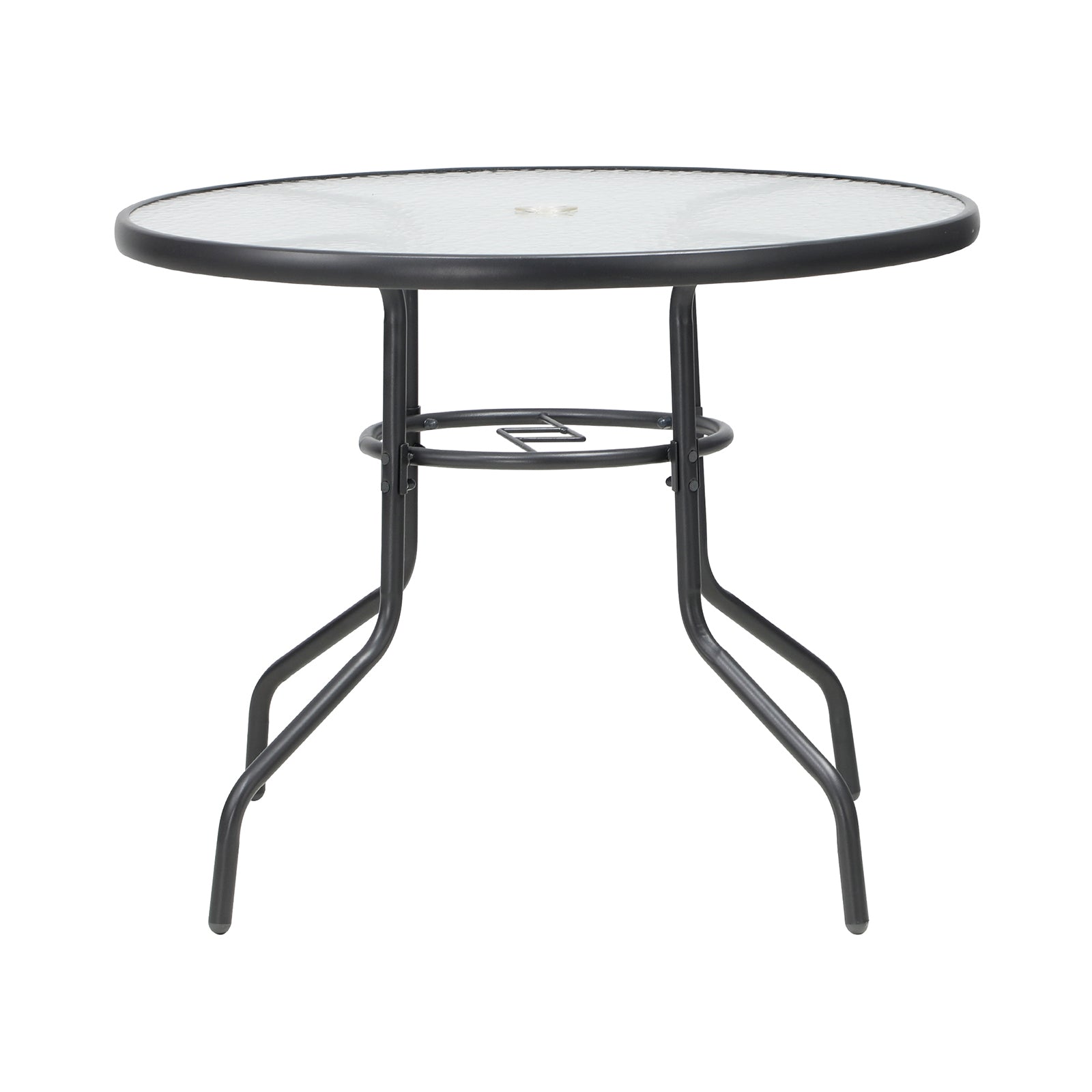 Livsip 90cm Outdoor Dining Glass Table Round Patio Furniture Bistro Set Grey - Sunyee