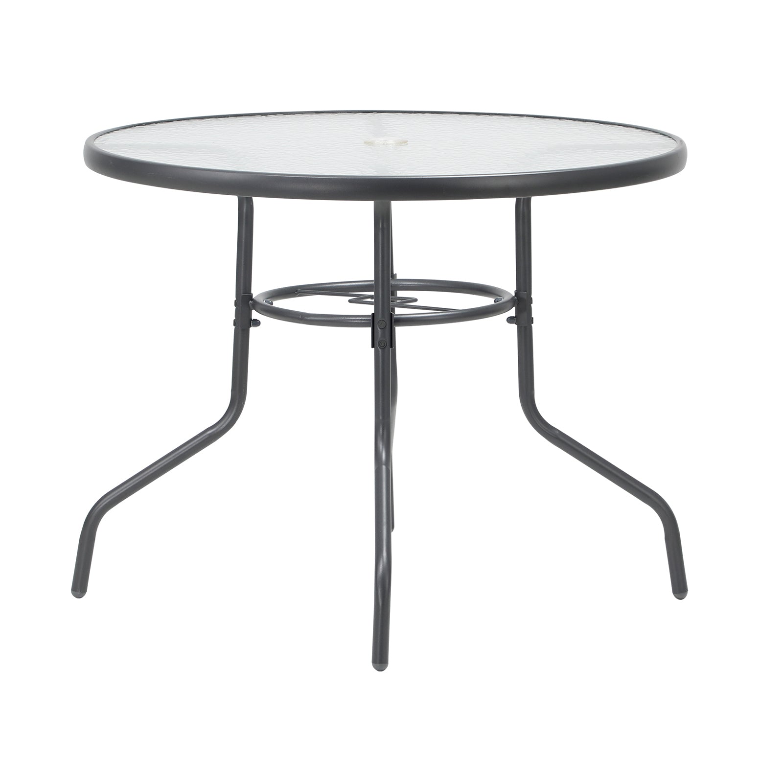 Livsip 90cm Outdoor Dining Glass Table Round Patio Furniture Bistro Set Grey - Sunyee