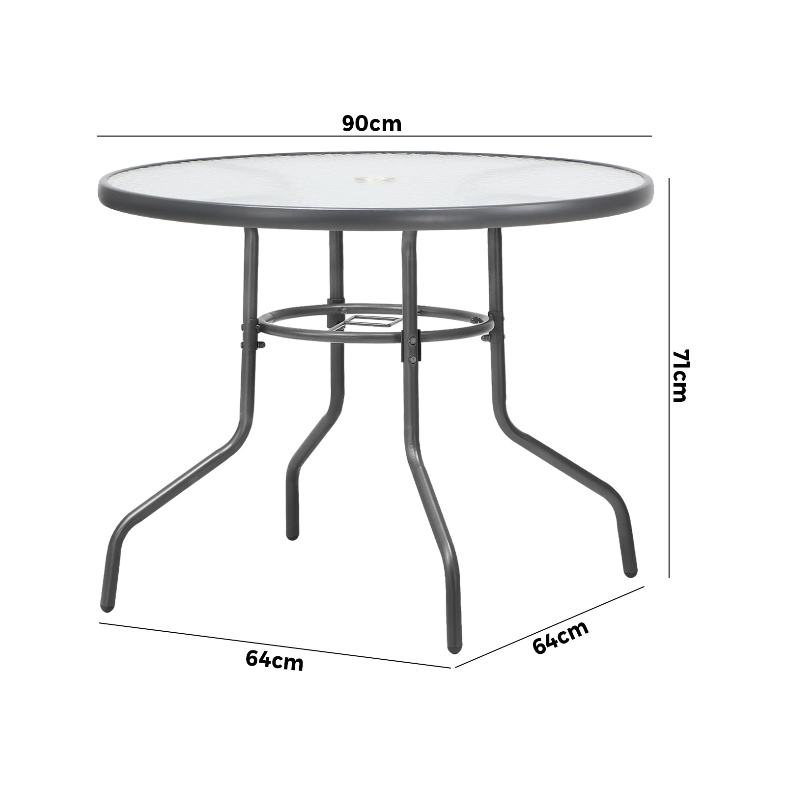 Livsip 90cm Outdoor Dining Glass Table Round Patio Furniture Bistro Set Grey - Sunyee