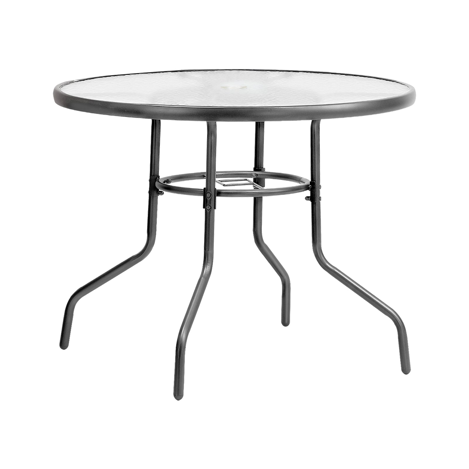 Livsip 90cm Outdoor Dining Glass Table Round Patio Furniture Bistro Set Grey - Sunyee