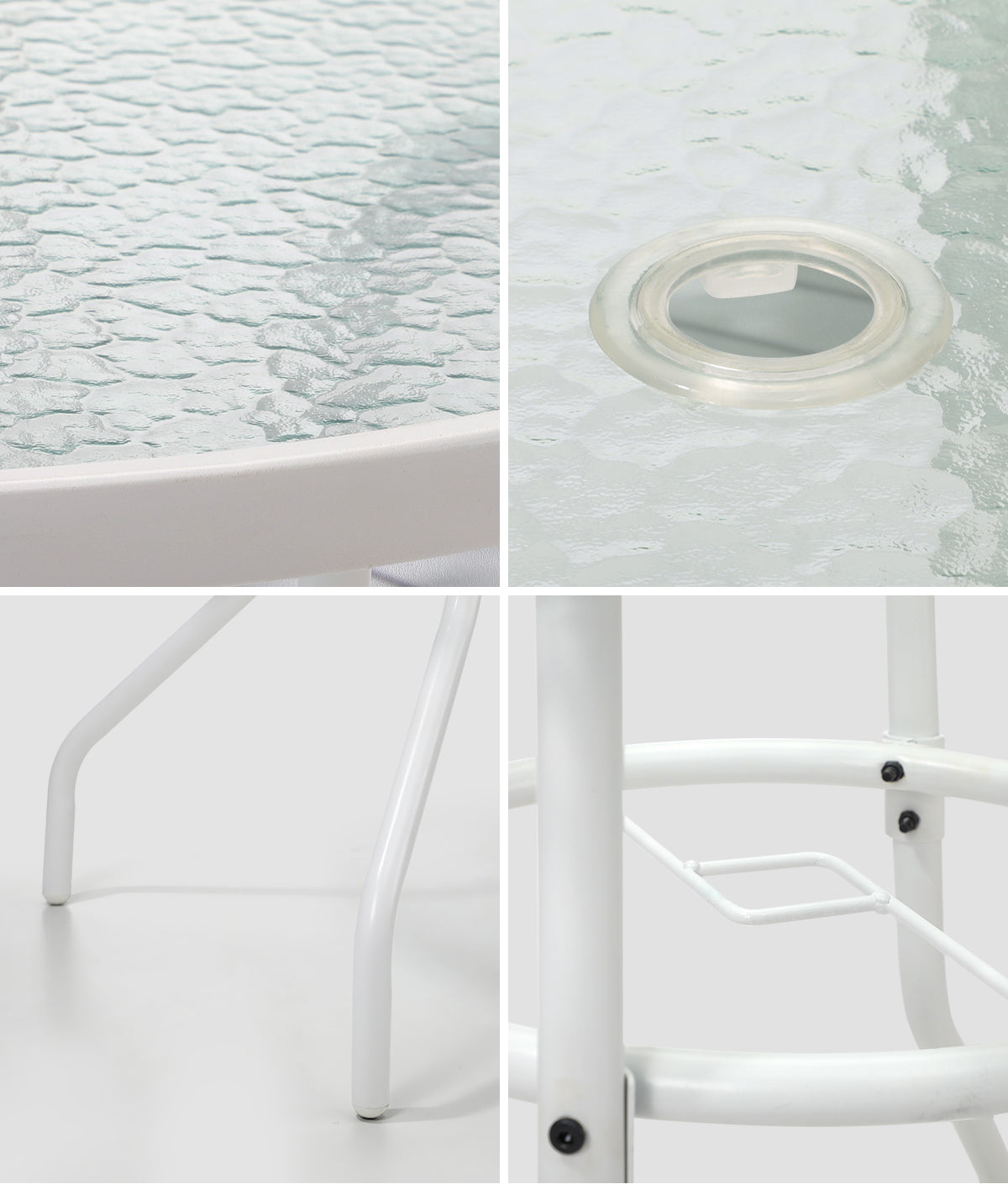 Livsip 90cm Outdoor Dining Glass Table Round Patio Furniture Bistro Set White - Sunyee