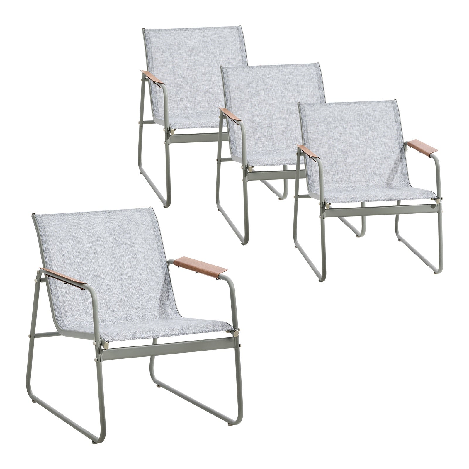 Livsip 4PCS Outdoor Armchair Patio Chairs Textilene Garden Furniture - Sunyee