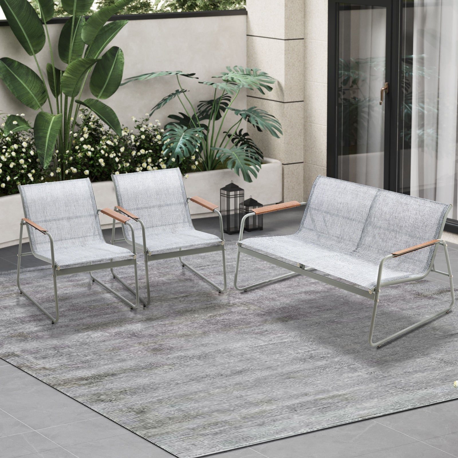 Livsip 4 Seater Outdoor Lounge Furniture Patio Set Bench Textilene Sofa Garden