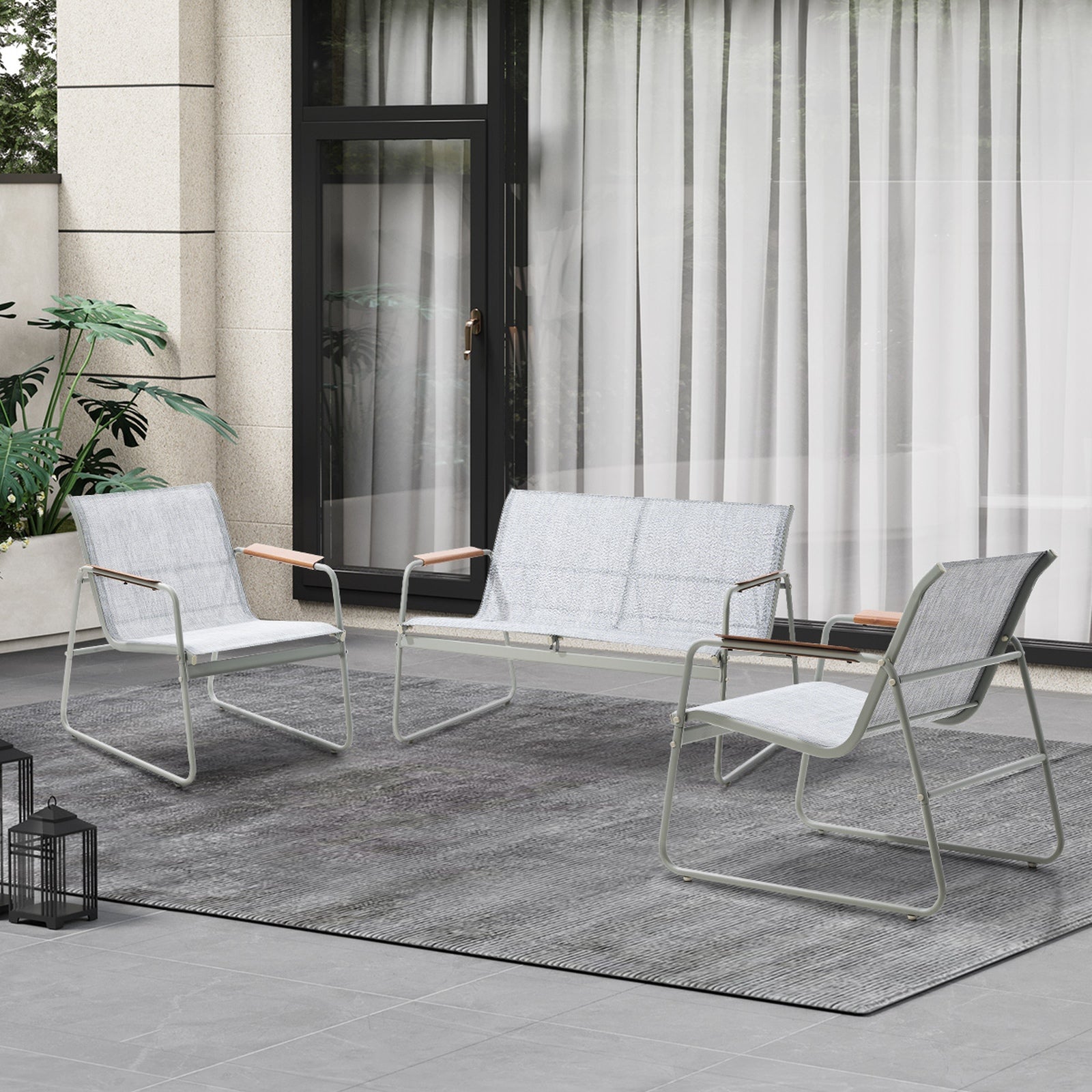 Livsip 4 Seater Outdoor Lounge Furniture Patio Set Bench Textilene Sofa Garden