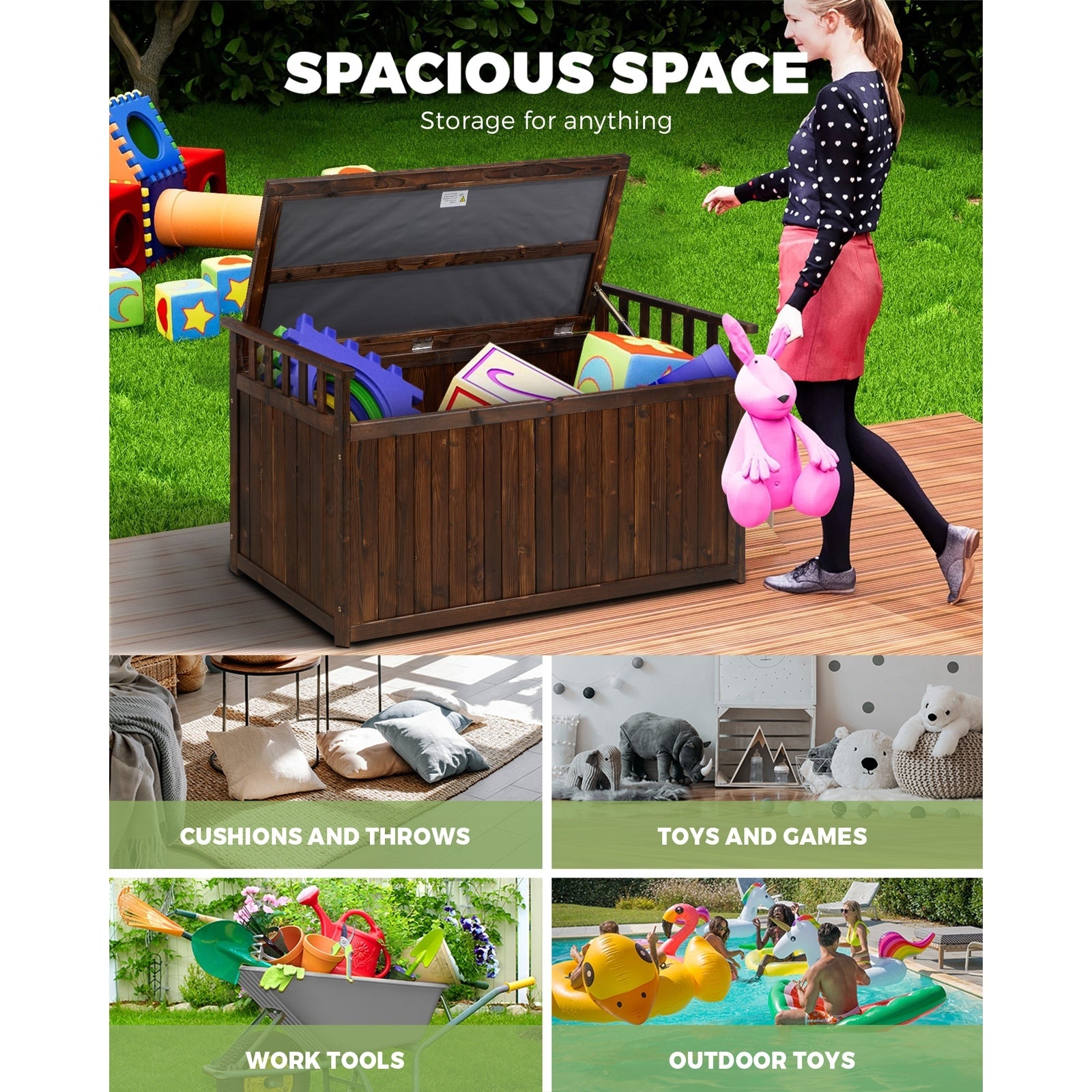 Livsip Outdoor Storage Box Garden Bench Container Cabinet 500L - Sunyee