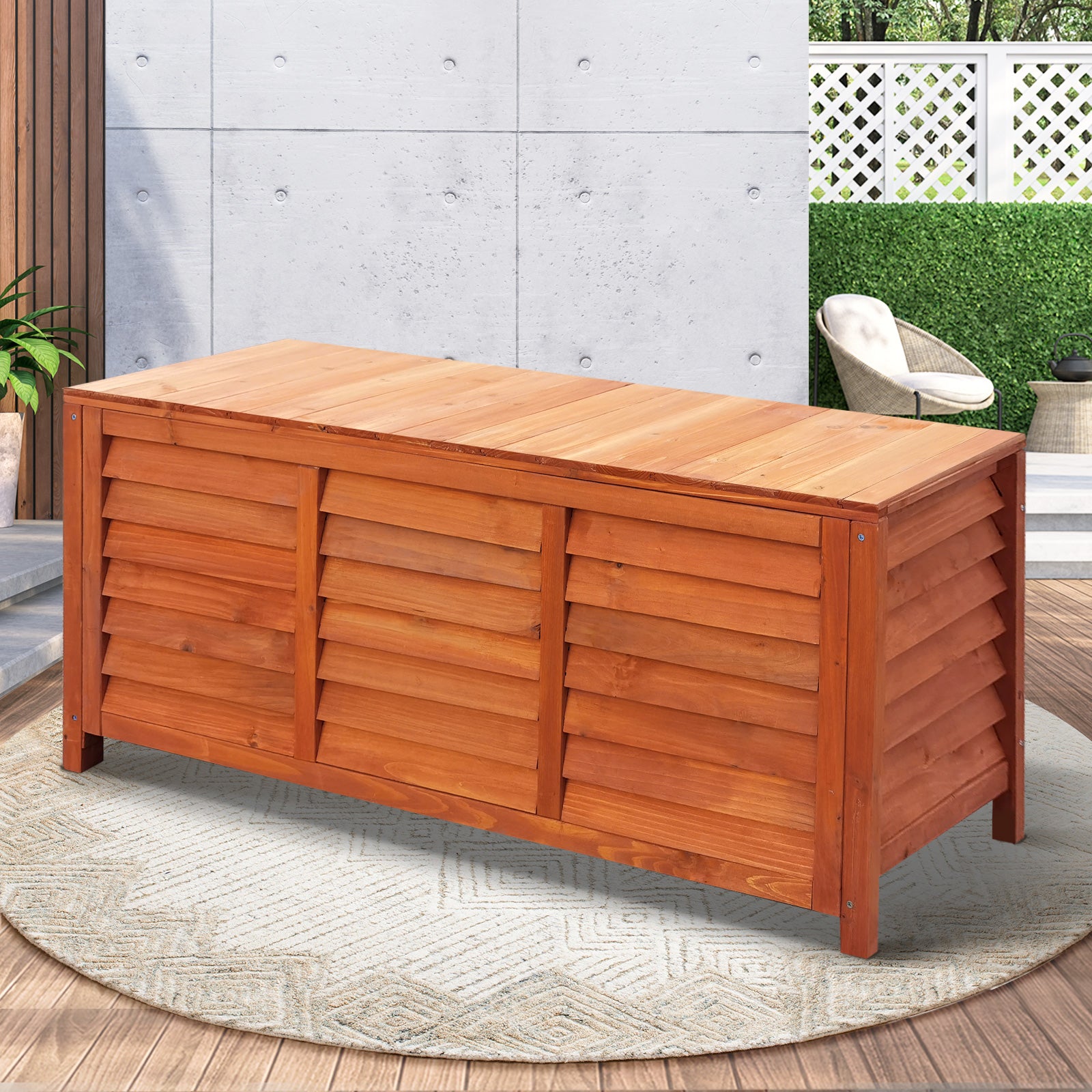 Livsip Outdoor Storage Bench Box Garden Wooden Chest Toy Tool Sheds Furniture - Sunyee