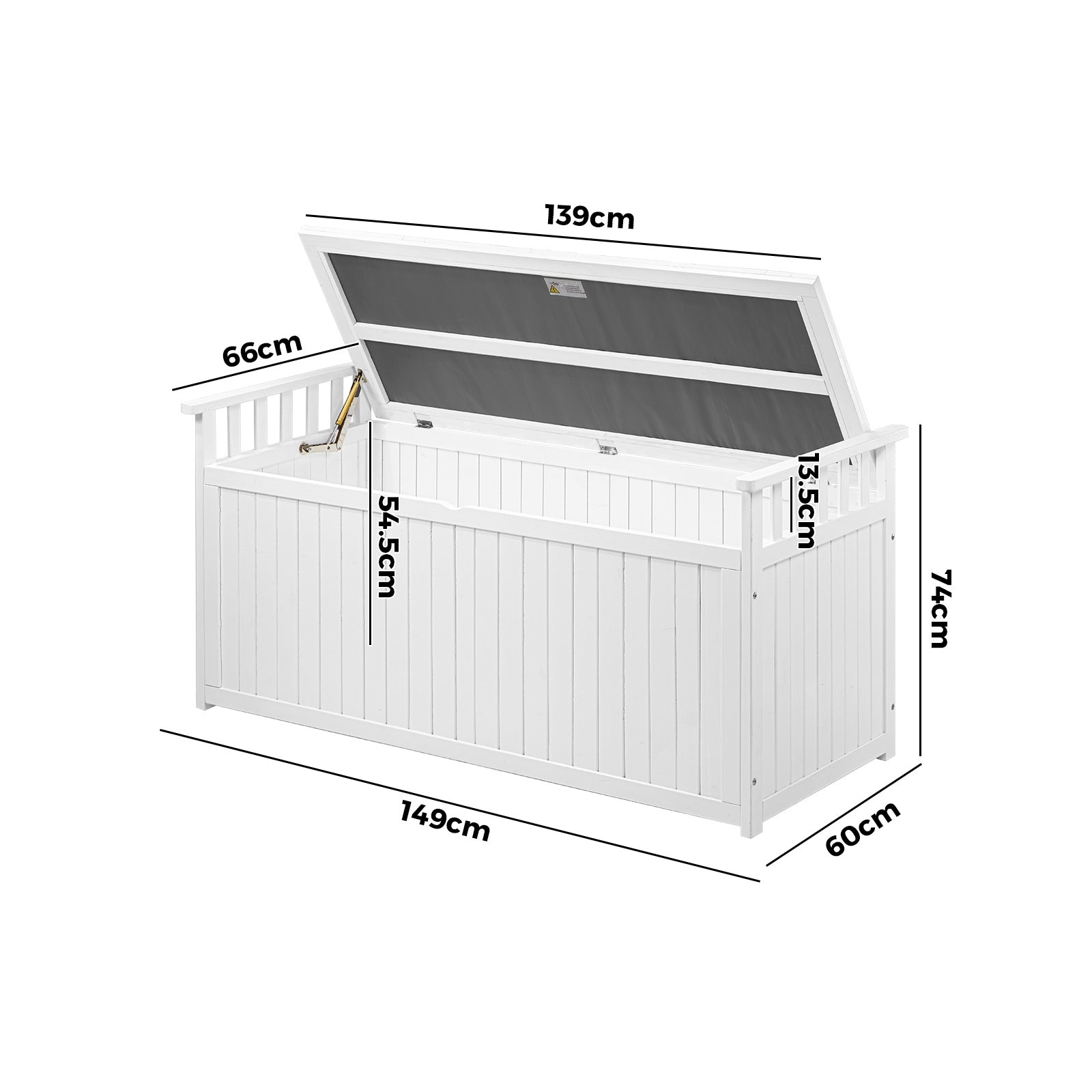 Livsip Outdoor Storage Box Garden Bench Wooden Container Cabinet 500L White - Sunyee