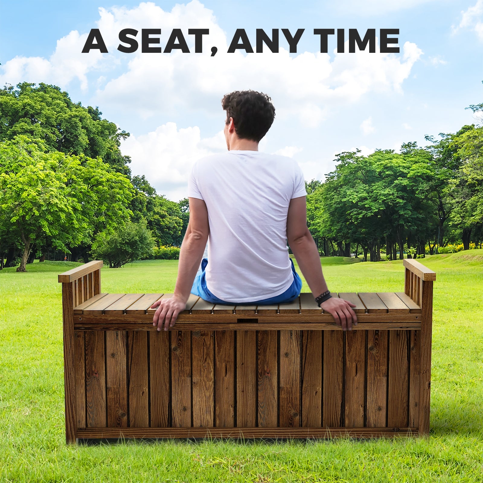 Livsip Outdoor Storage Box Wooden Garden Bench Chest Toy Tool Sheds Furniture - Sunyee