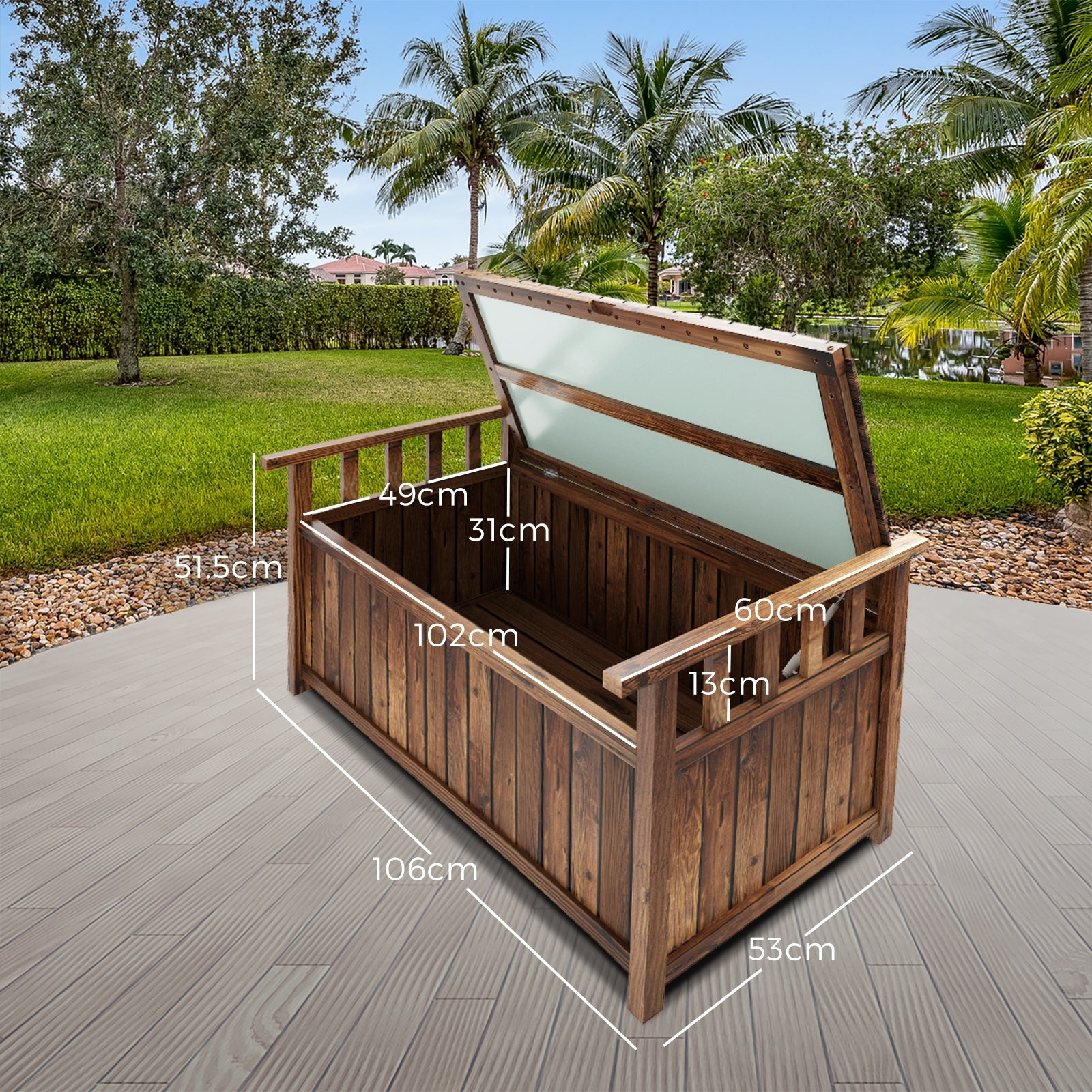 Livsip Outdoor Storage Box Wooden Garden Bench Chest Toy Tool Sheds Furniture - Sunyee