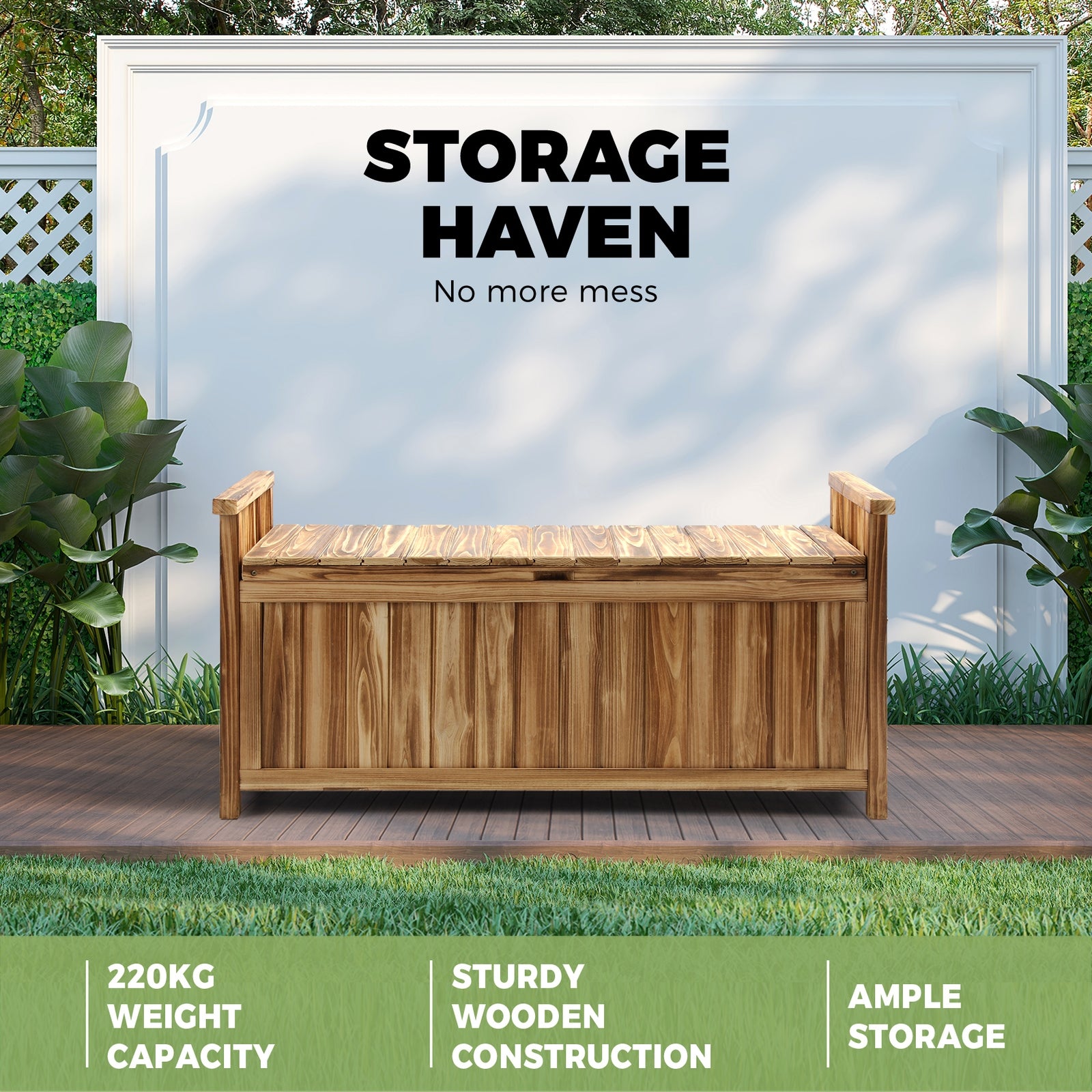 Livsip Outdoor Storage Box Garden Bench Tools Toy Chest Furniture Container Shed - Sunyee