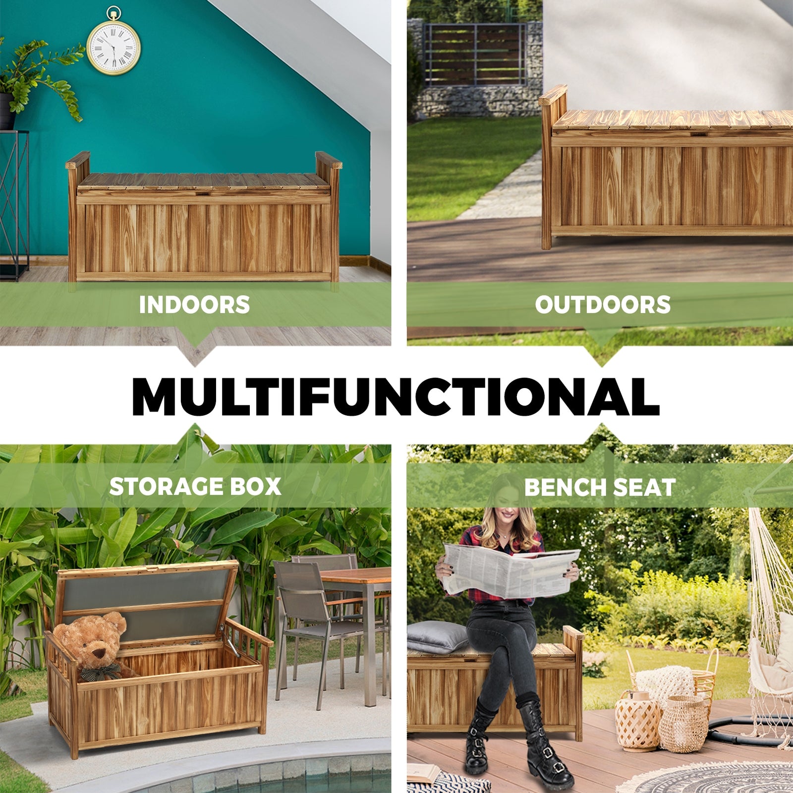 Livsip Outdoor Storage Box Garden Bench Tools Toy Chest Furniture Container Shed - Sunyee