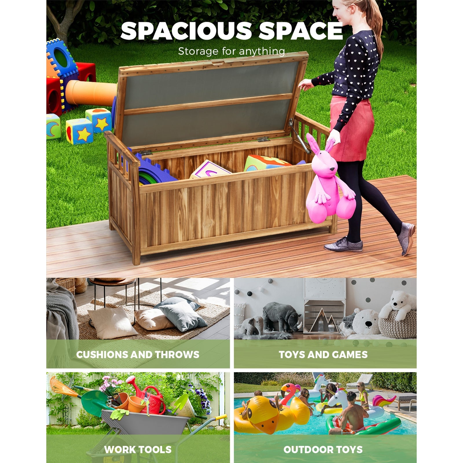 Livsip Outdoor Storage Box Garden Bench Tools Toy Chest Furniture Container Shed - Sunyee