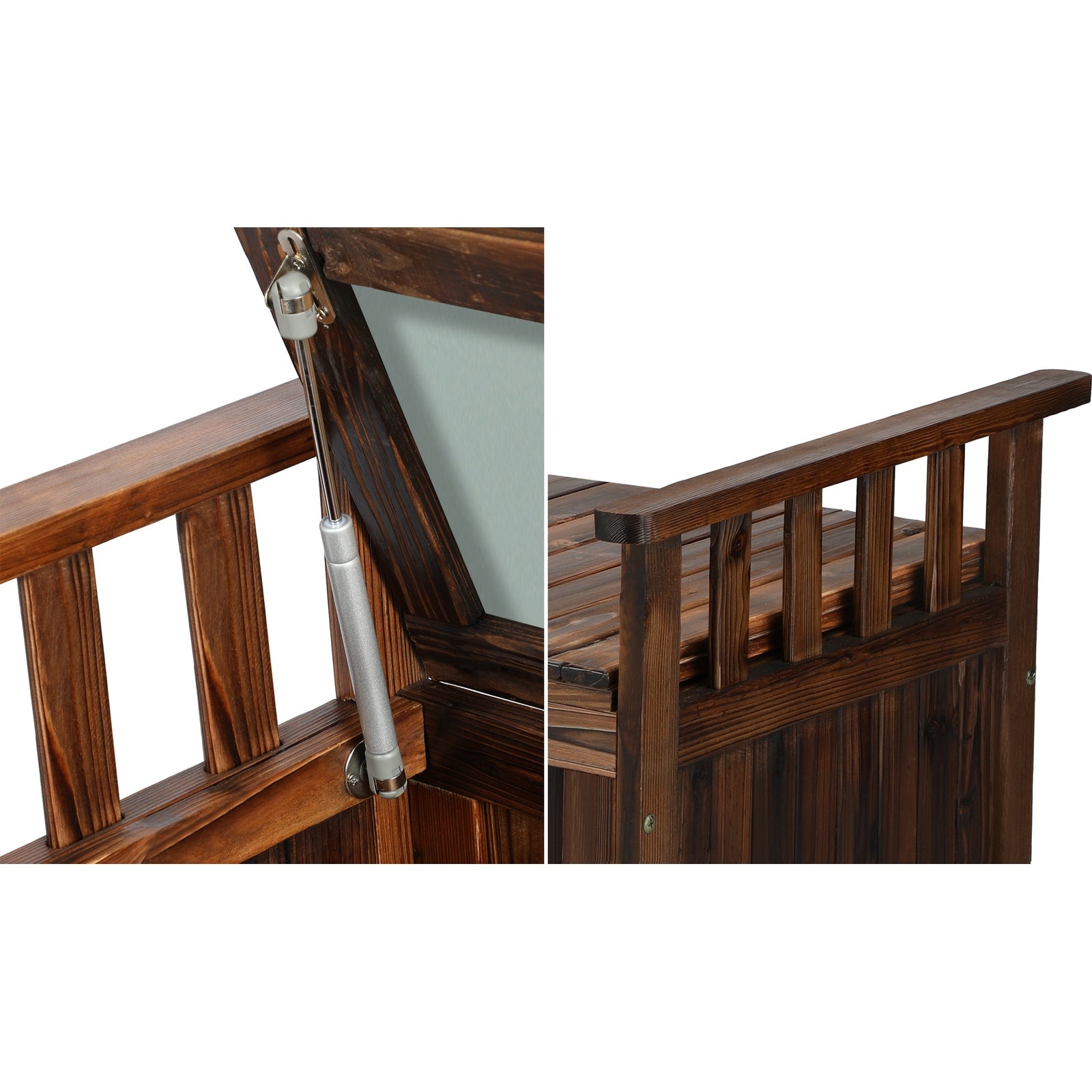 Livsip Outdoor Storage Box Wooden Garden Bench Chest Tool Container L Charcoal - Sunyee