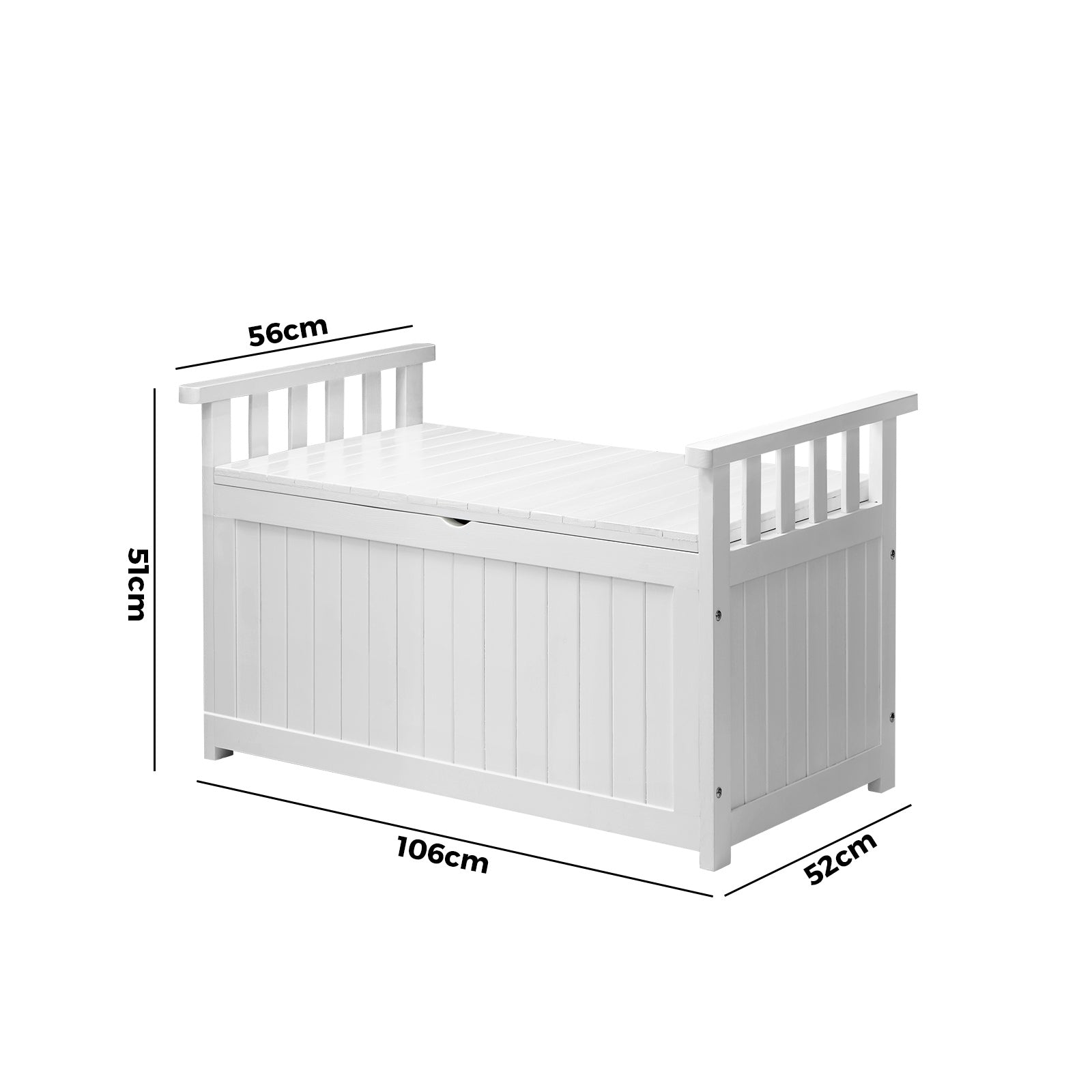 Livsip Outdoor Storage Box Wooden Garden Bench Chest Tool Container L White - Sunyee