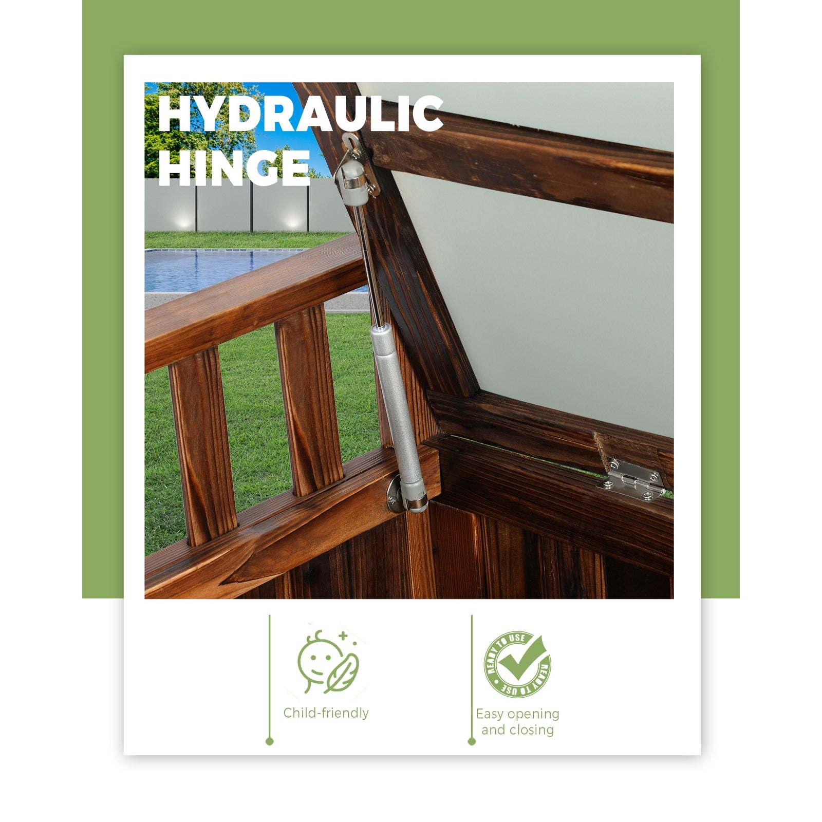 Livsip Outdoor Storage Box Wooden Container Bench Chairs Indoor Toy Tools Shed - Sunyee