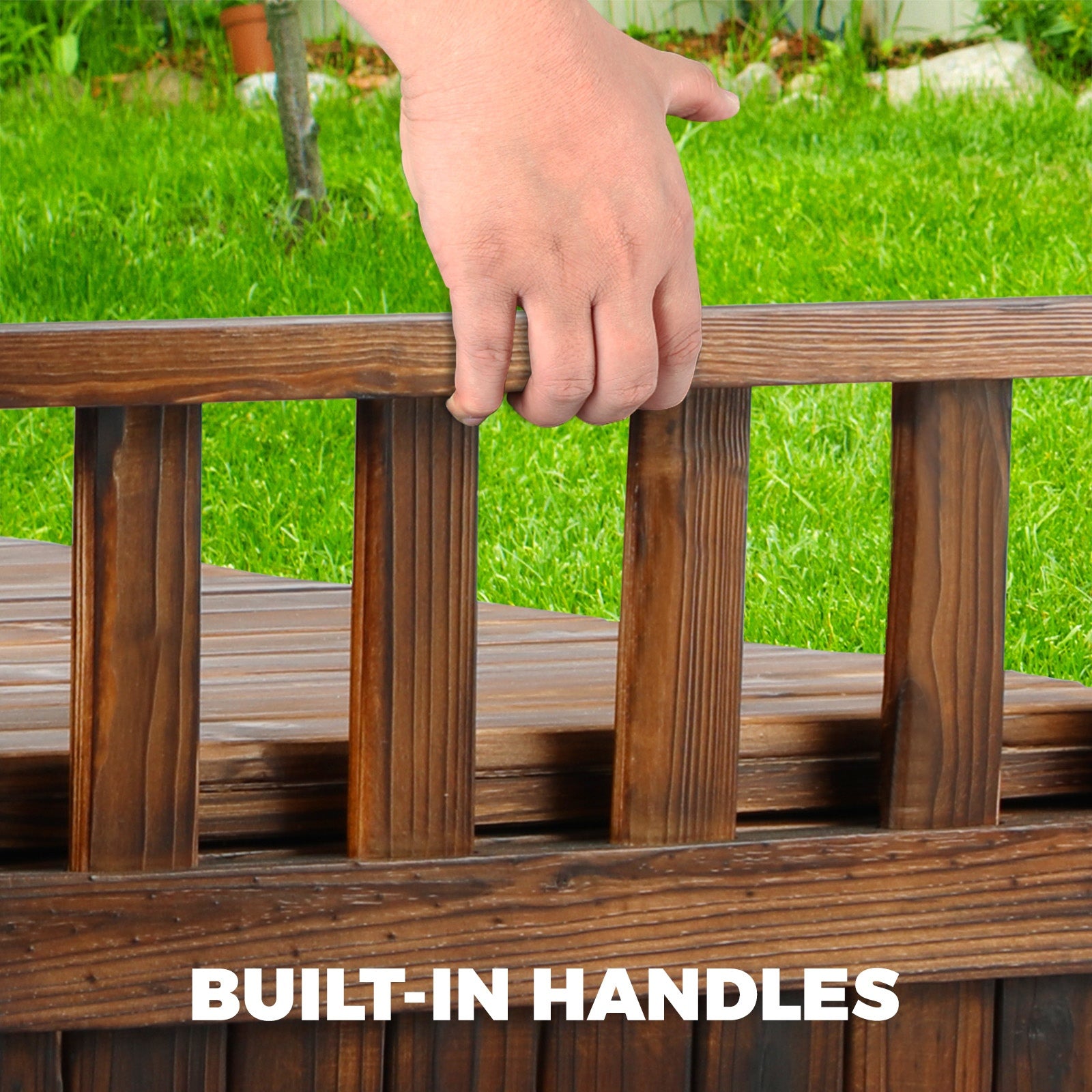 Livsip Outdoor Storage Box Wooden Container Bench Chairs Indoor Toy Tools Shed - Sunyee