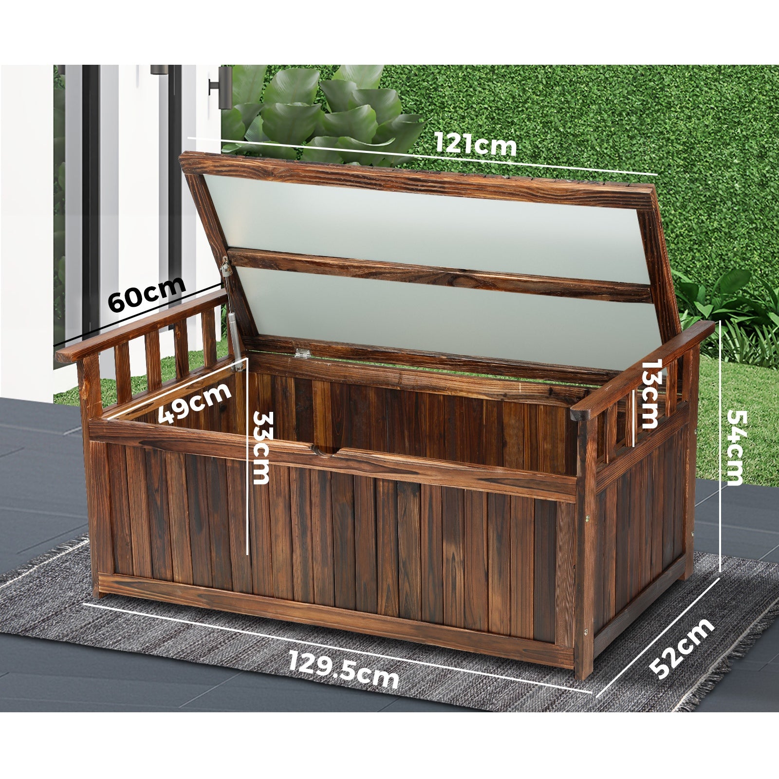 Livsip Outdoor Storage Box Wooden Container Bench Chairs Indoor Toy Tools Shed - Sunyee