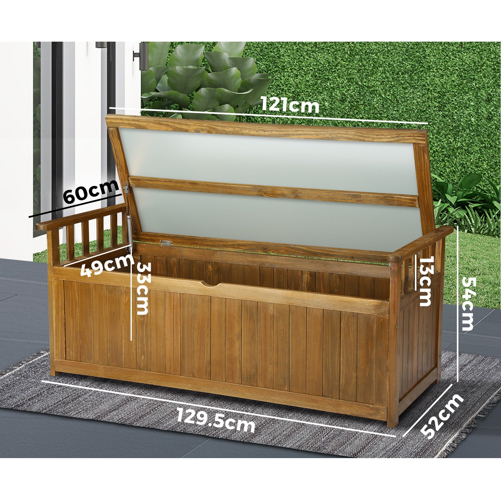 Livsip Outdoor Storage Box Container Wooden Garden Bench Chest Toy Tool Sheds - Sunyee