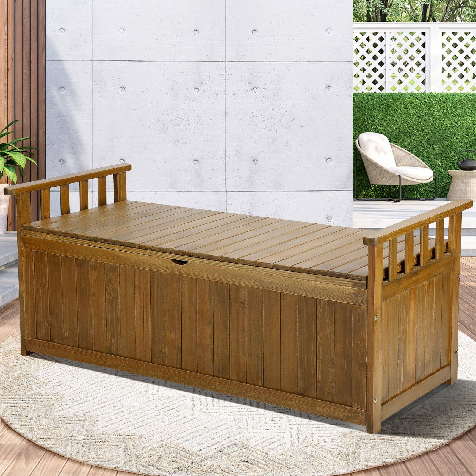 Livsip Outdoor Storage Box Container Wooden Garden Bench Chest Toy Tool Sheds - Sunyee