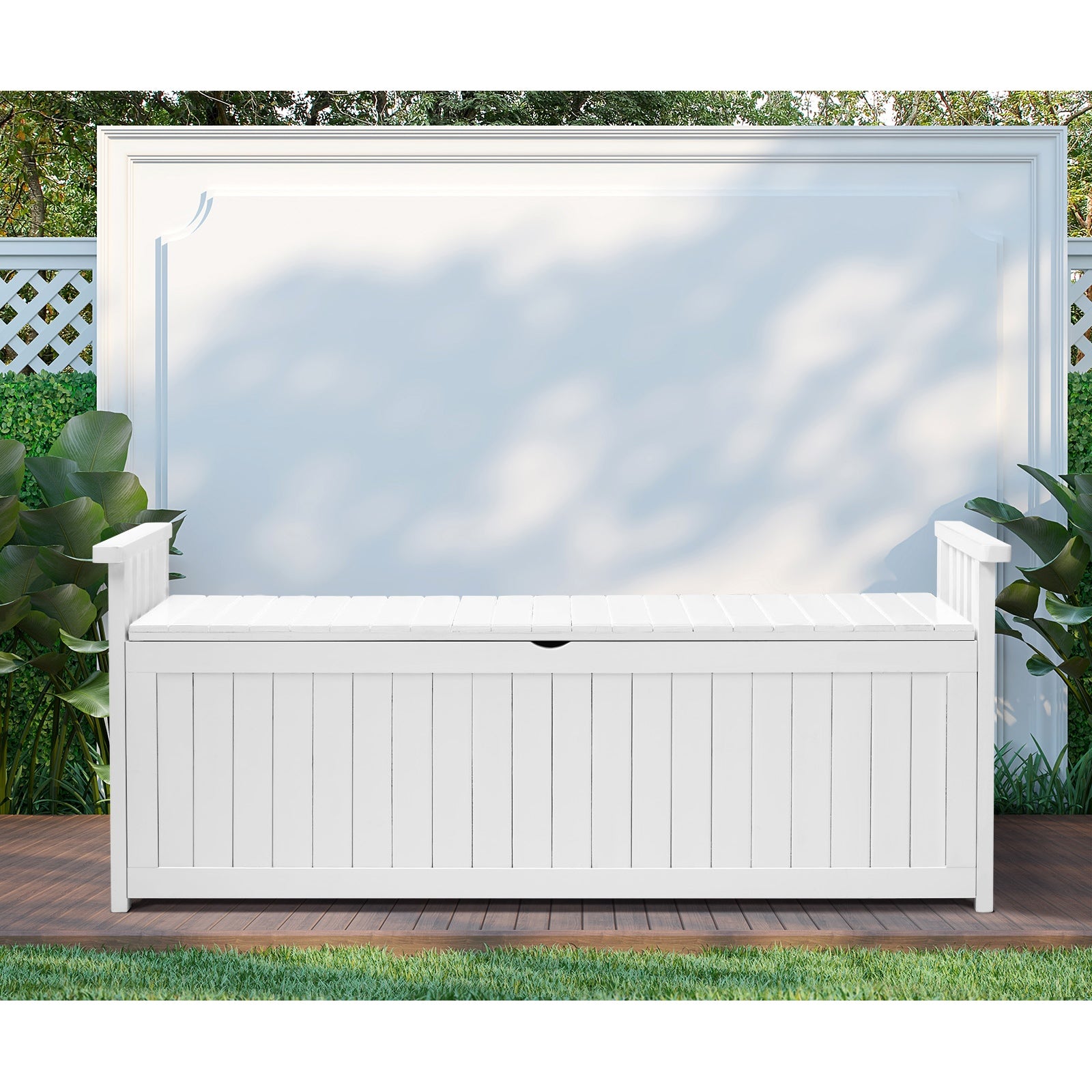 Livsip Outdoor Storage Bench Box Garden Wooden Container Chest Toy Tool Sheds XL - Sunyee