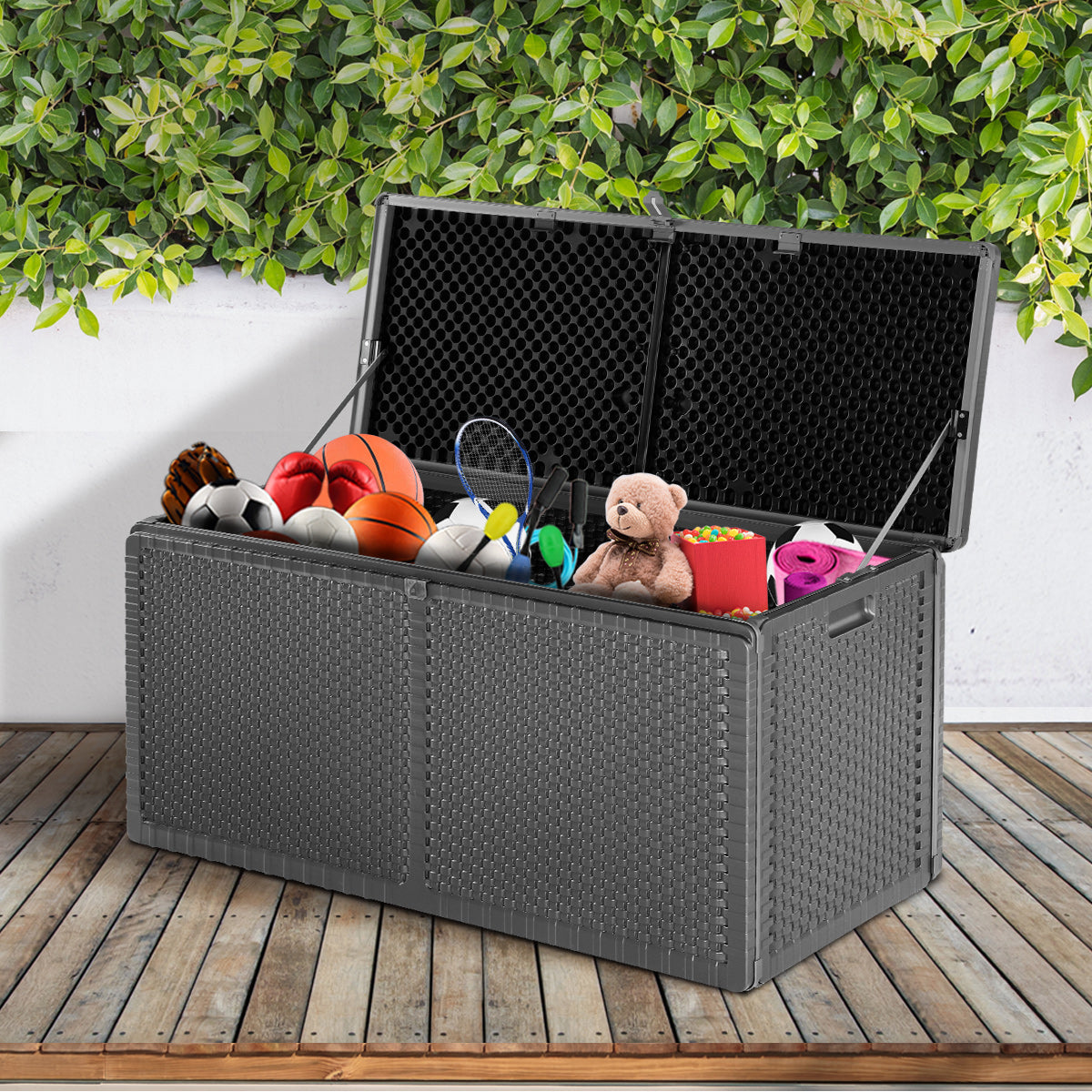 Livsip Outdoor Storage Box Bench 310L Cabinet Container Garden Deck Tool Grey - Sunyee
