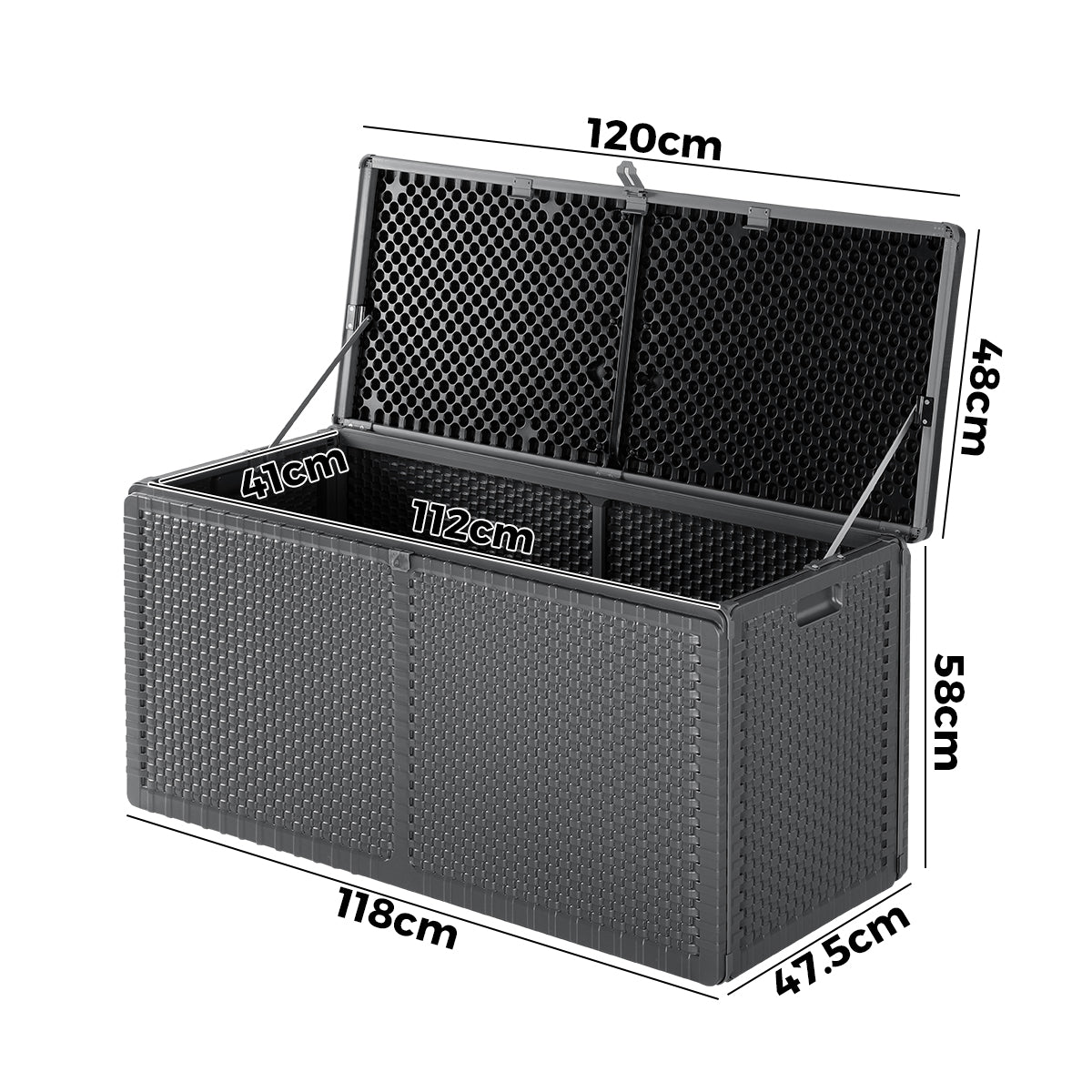 Livsip Outdoor Storage Box Bench 310L Cabinet Container Garden Deck Tool Grey - Sunyee