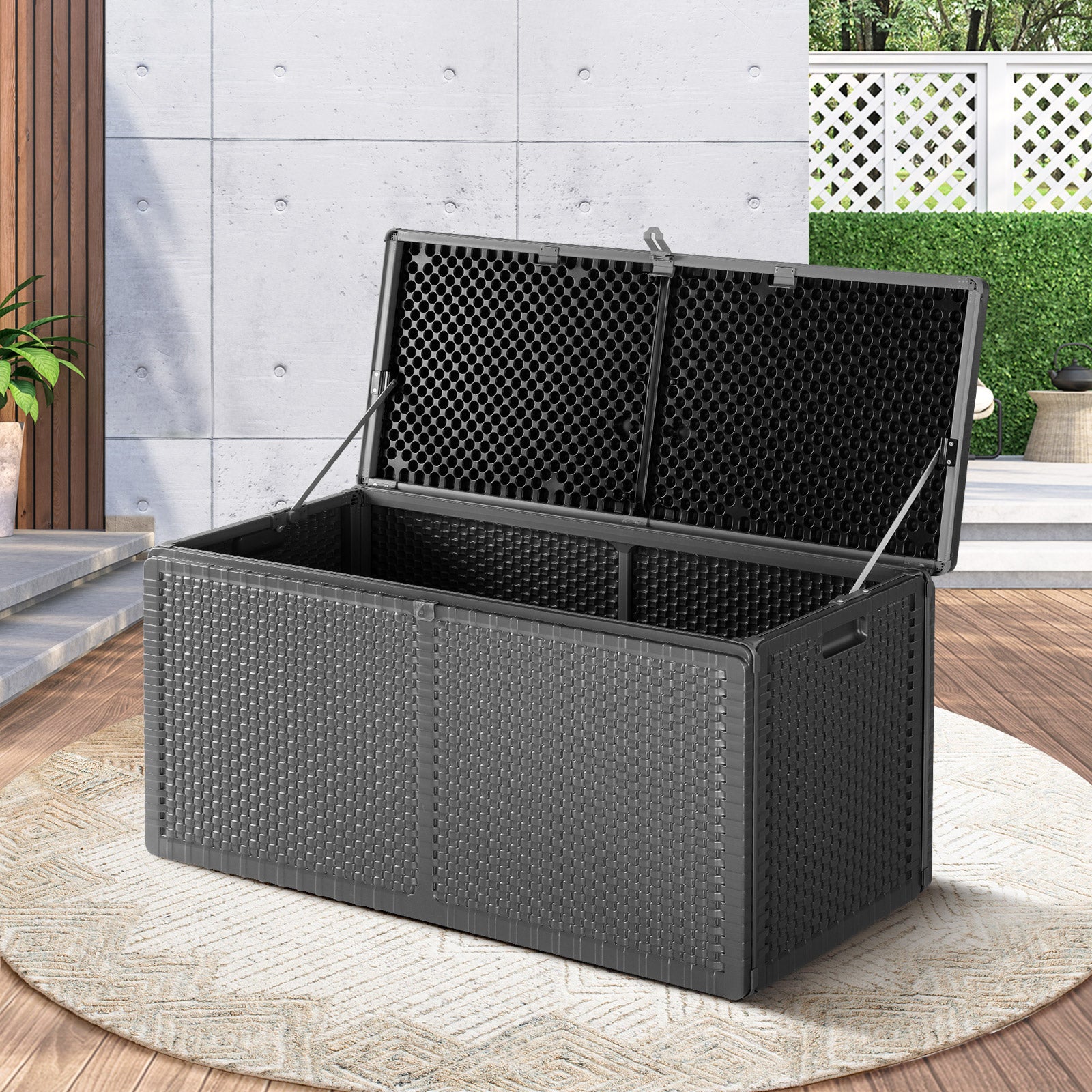 Livsip Outdoor Storage Box Bench 310L Cabinet Container Garden Deck Tool Grey - Sunyee