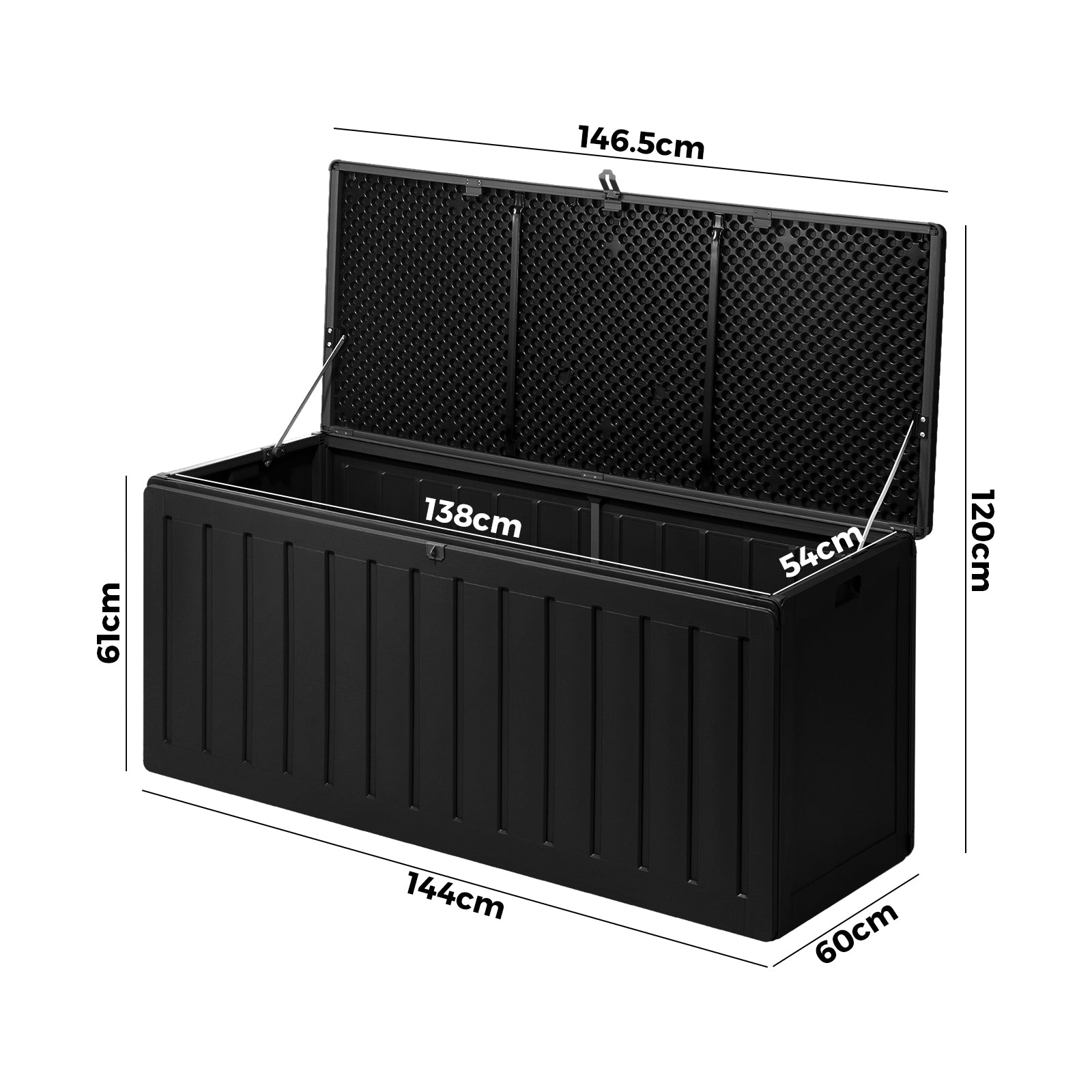 Livsip Outdoor Storage Box Bench 490L Cabinet Container Garden Deck Tool Black - Sunyee