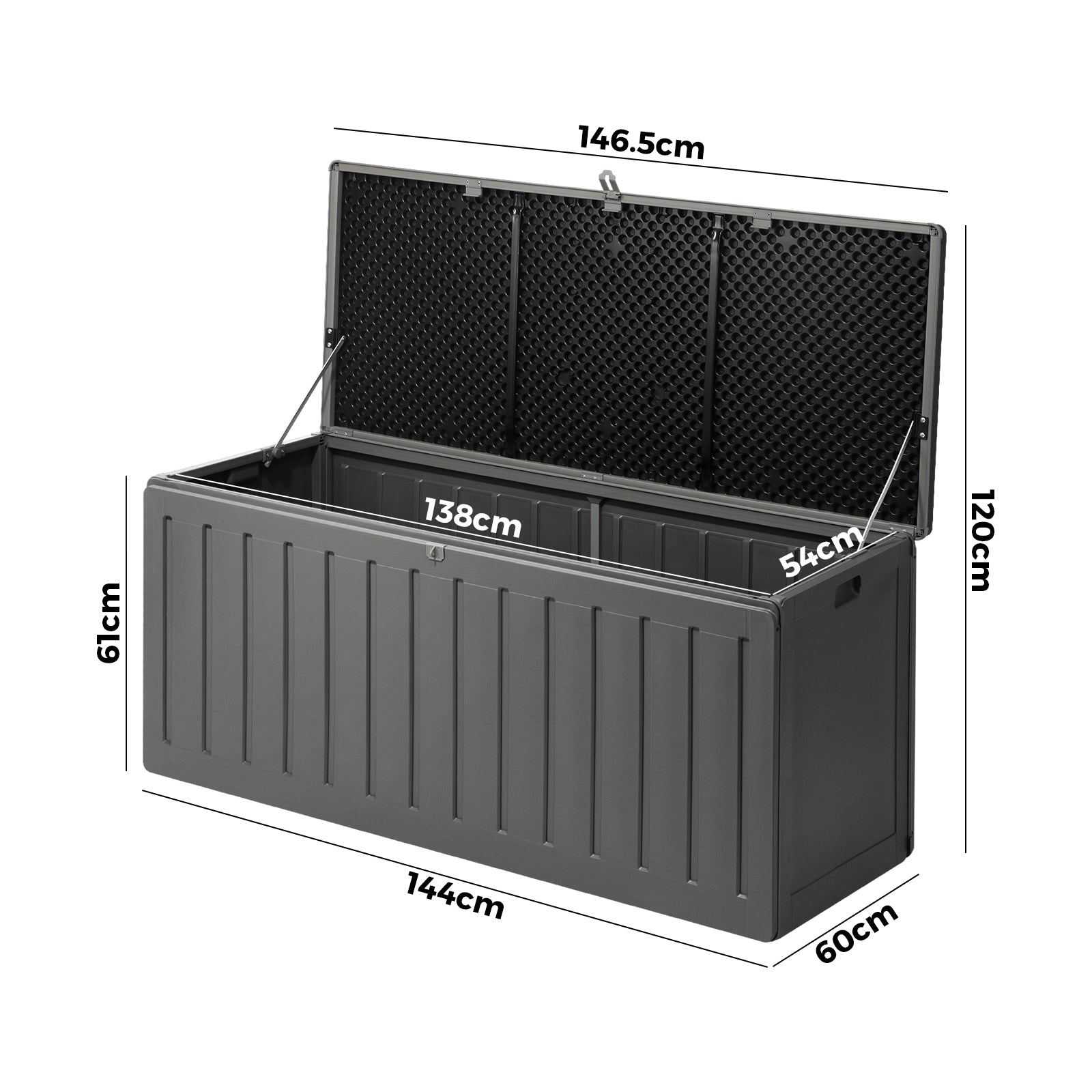 Livsip Outdoor Storage Box Bench 490L Cabinet Container Garden Deck Tool Grey - Sunyee