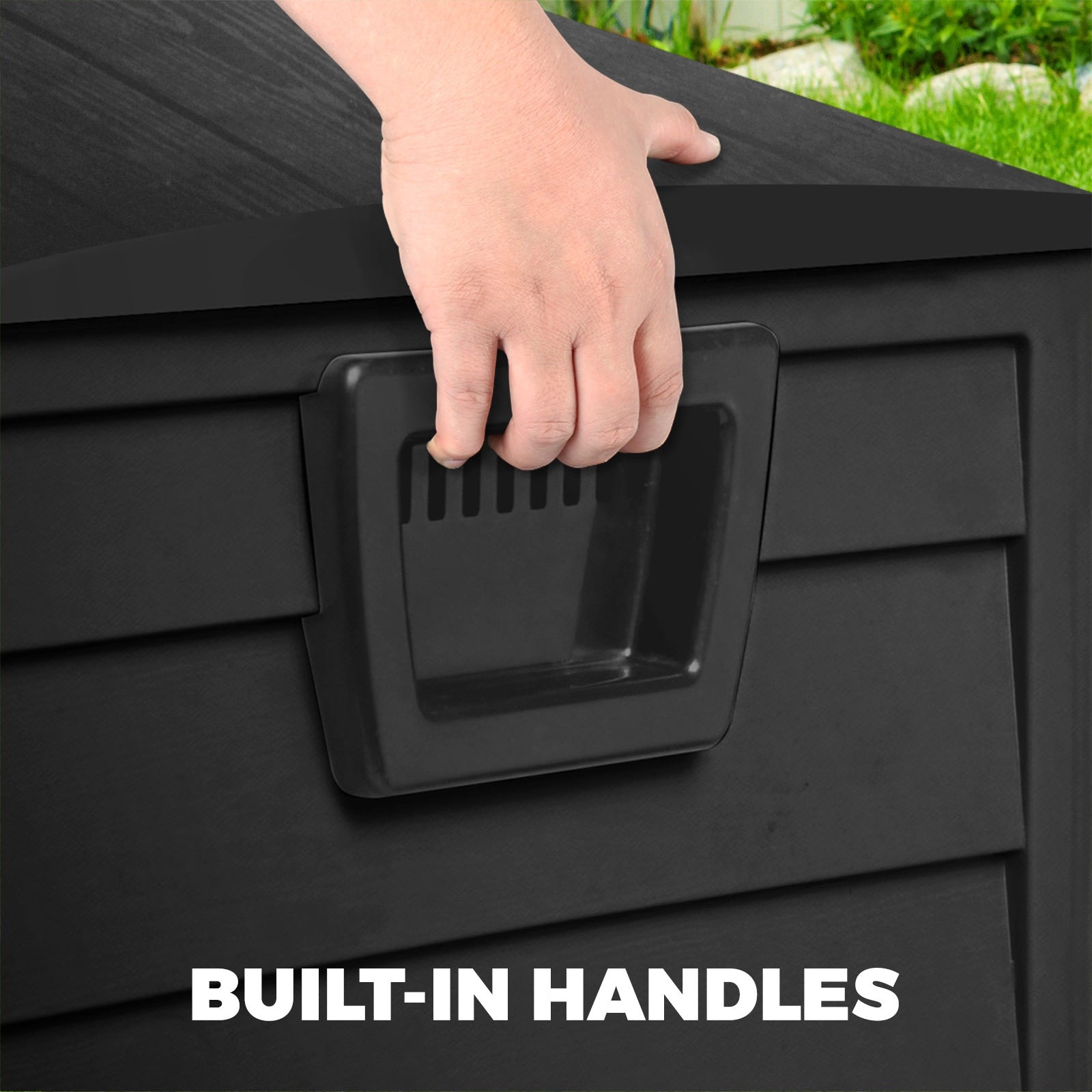 Outdoor Storage Box Container Garden Shed Toys Tool Chest Indoor Outdoor Black - Sunyee