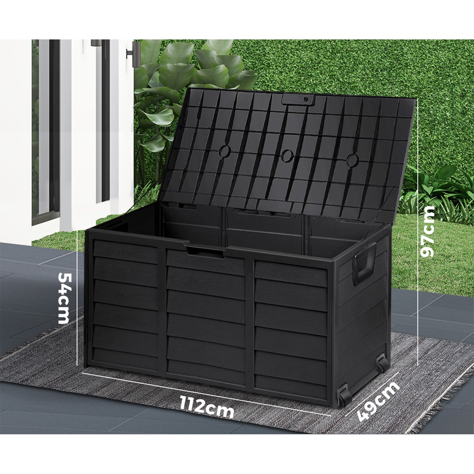 Outdoor Storage Box Container Garden Shed Toys Tool Chest Indoor Outdoor Black - Sunyee