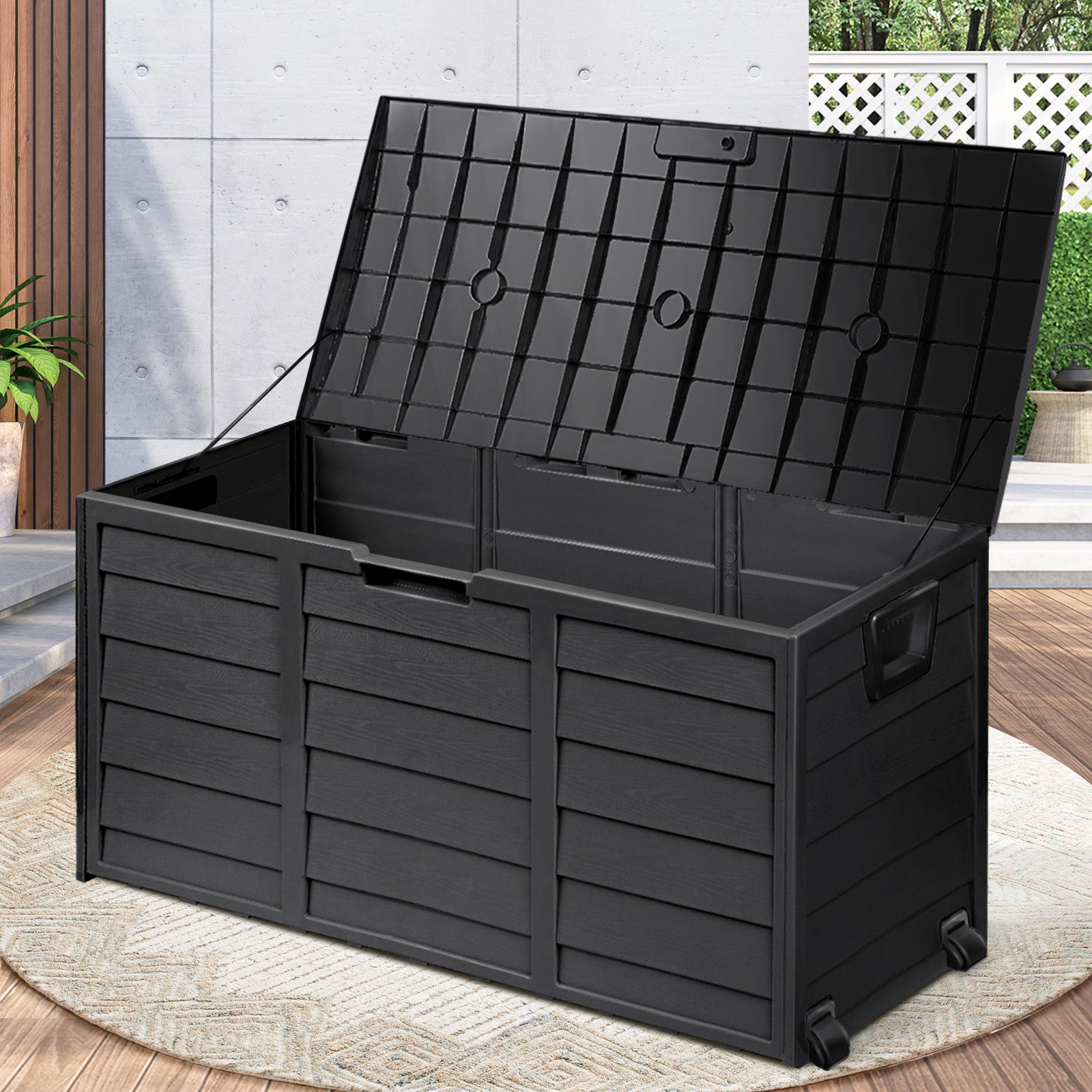 Outdoor Storage Box Container Garden Shed Toys Tool Chest Indoor Outdoor Black - Sunyee