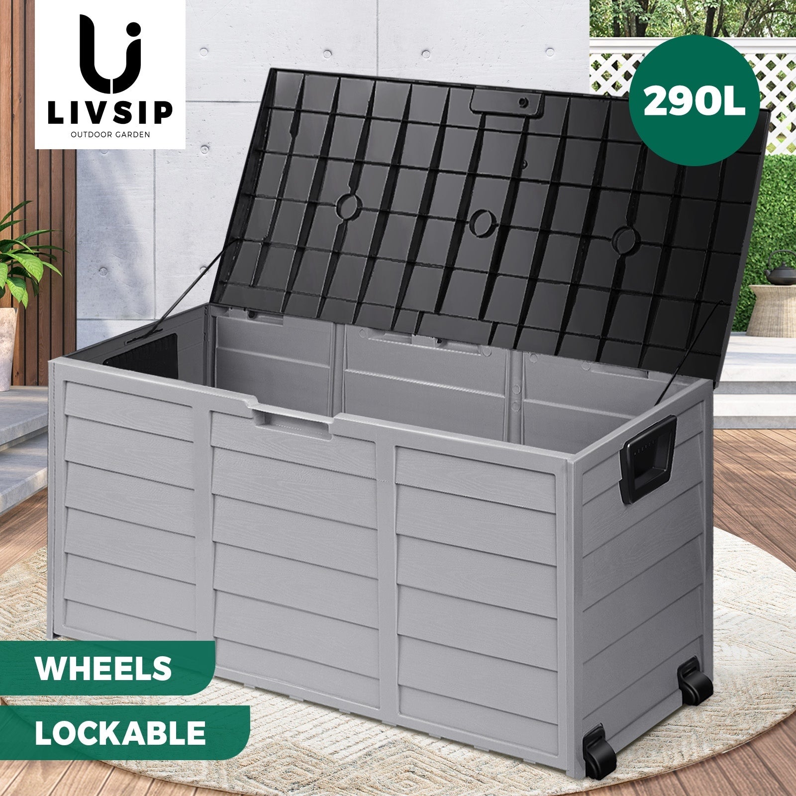 Livsip Outdoor Storage Boxes 290/310L/490L Lockable Indoor Toys Container Chest - Sunyee