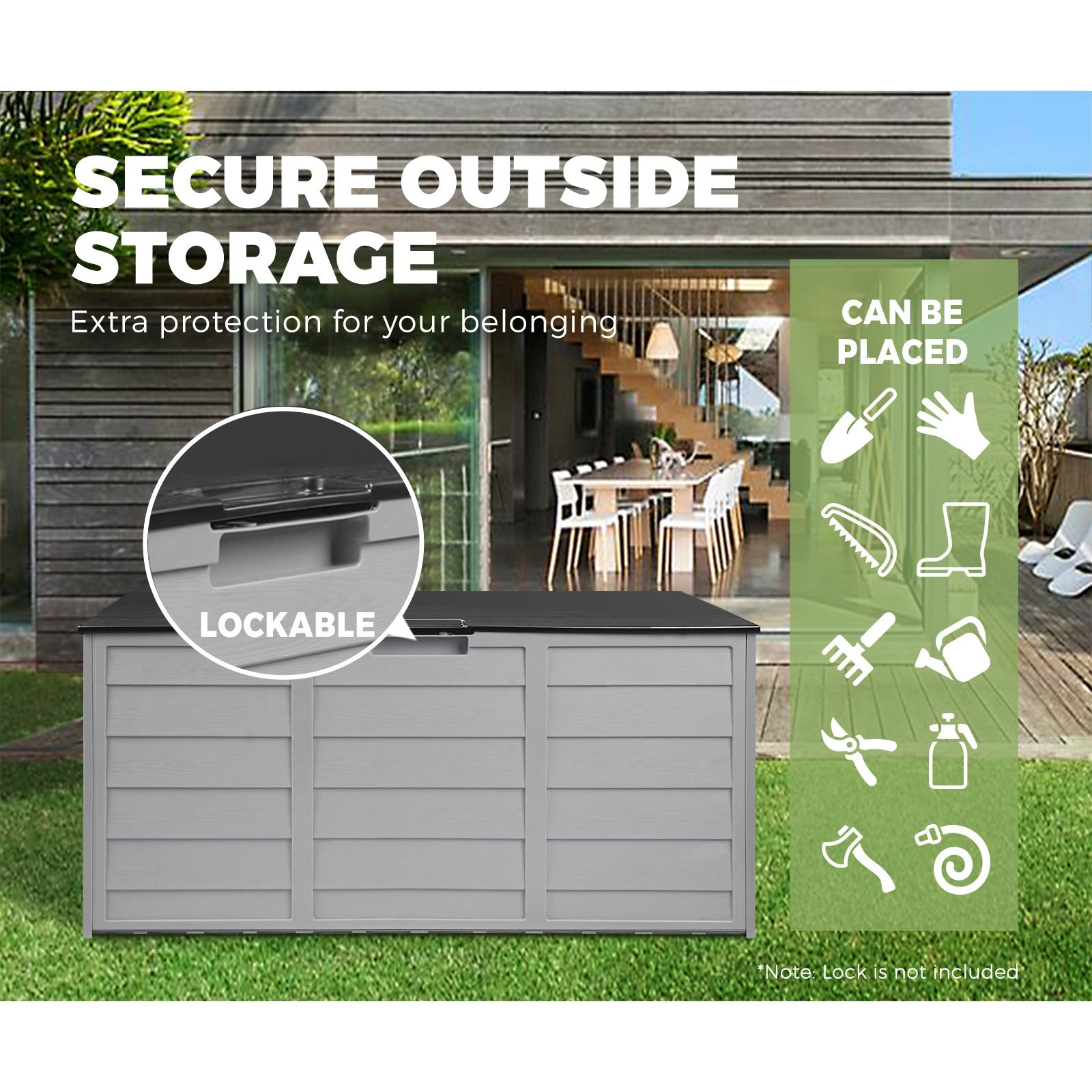 Outdoor Storage Box Container Indoor Garden Toy Tool Sheds Chest 290L - Sunyee
