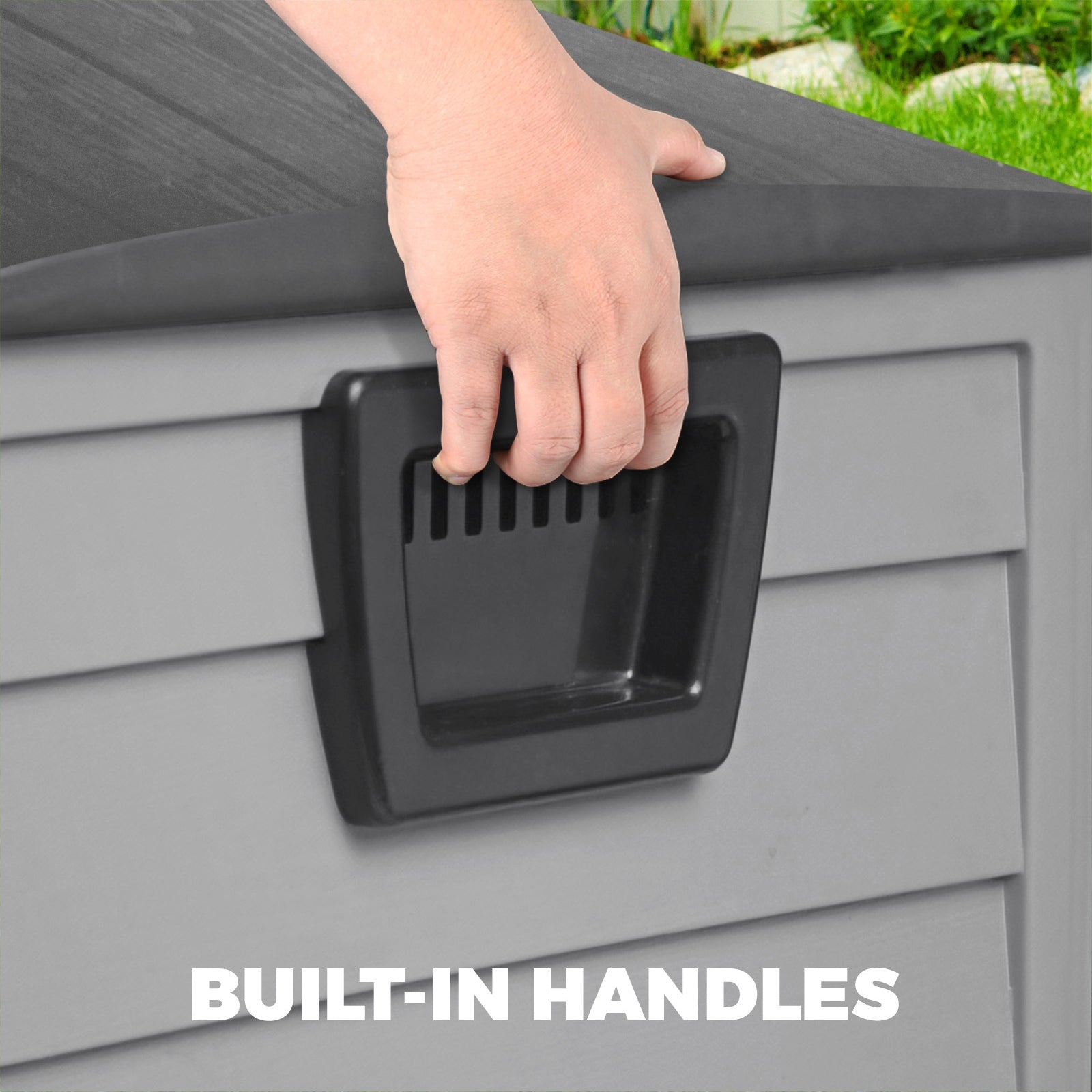 Outdoor Storage Box Lockable Weatherproof Garden DeckToy Shed 290L GREY - Sunyee