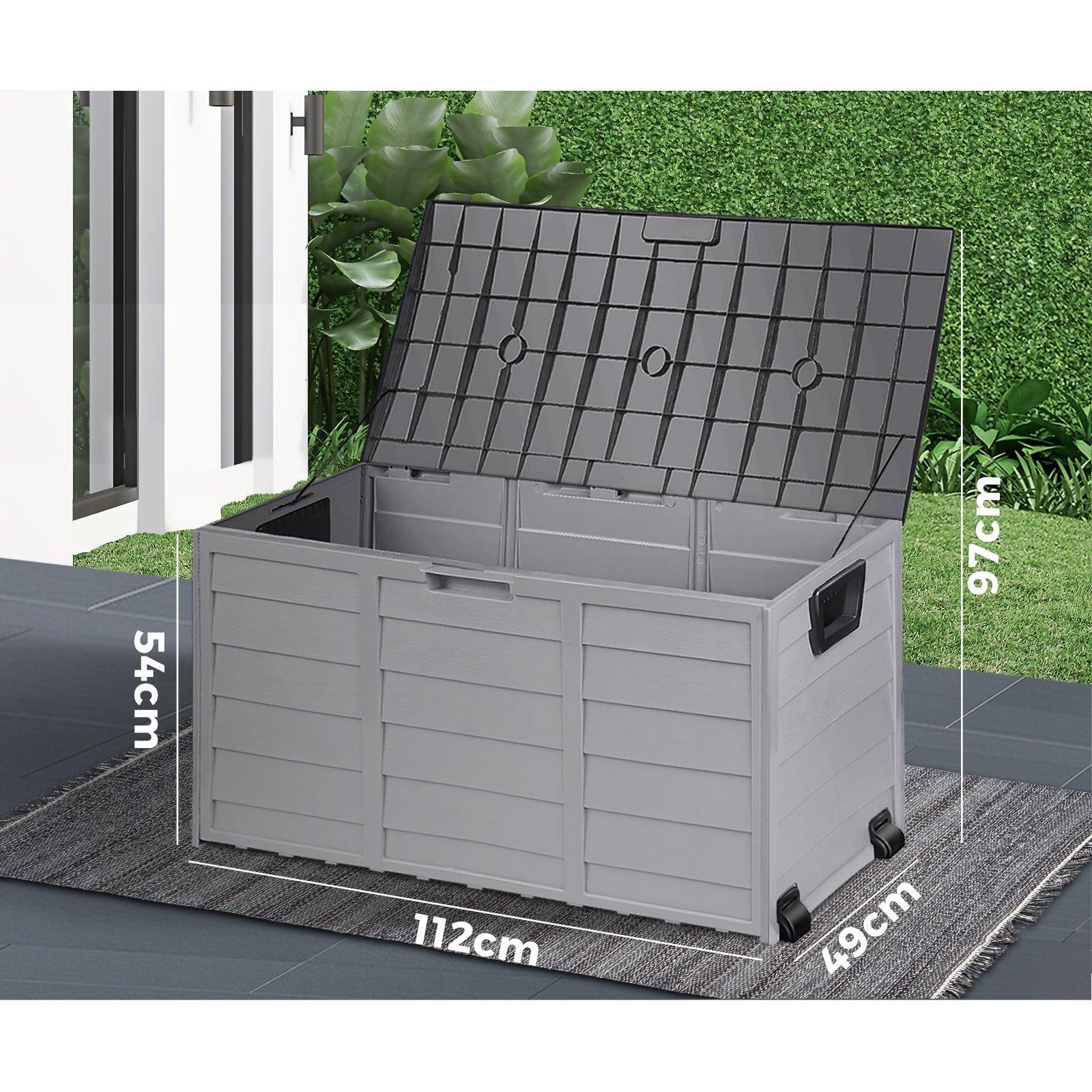 Outdoor Storage Box Lockable Weatherproof Garden DeckToy Shed 290L GREY - Sunyee