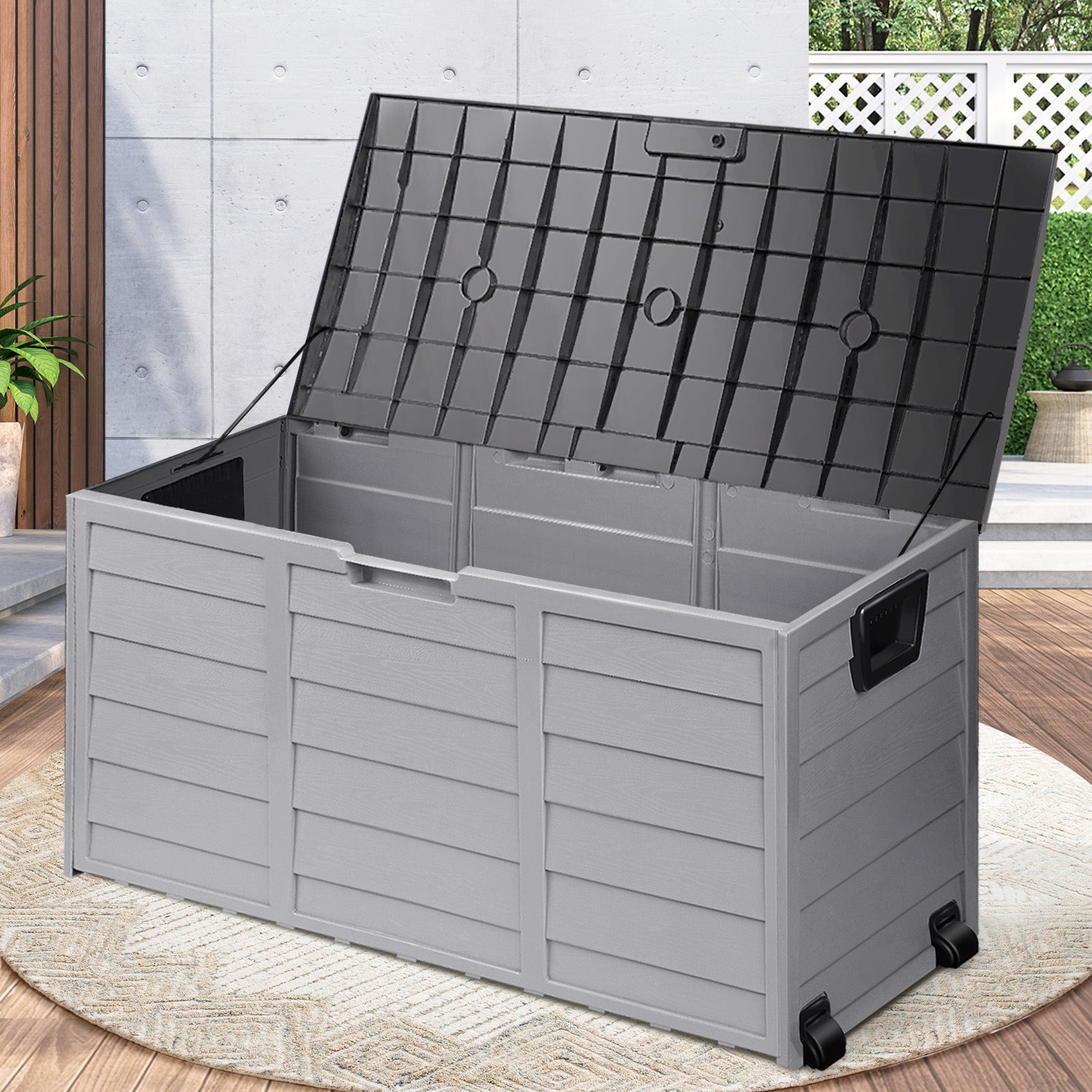Outdoor Storage Box Lockable Weatherproof Garden DeckToy Shed 290L GREY - Sunyee
