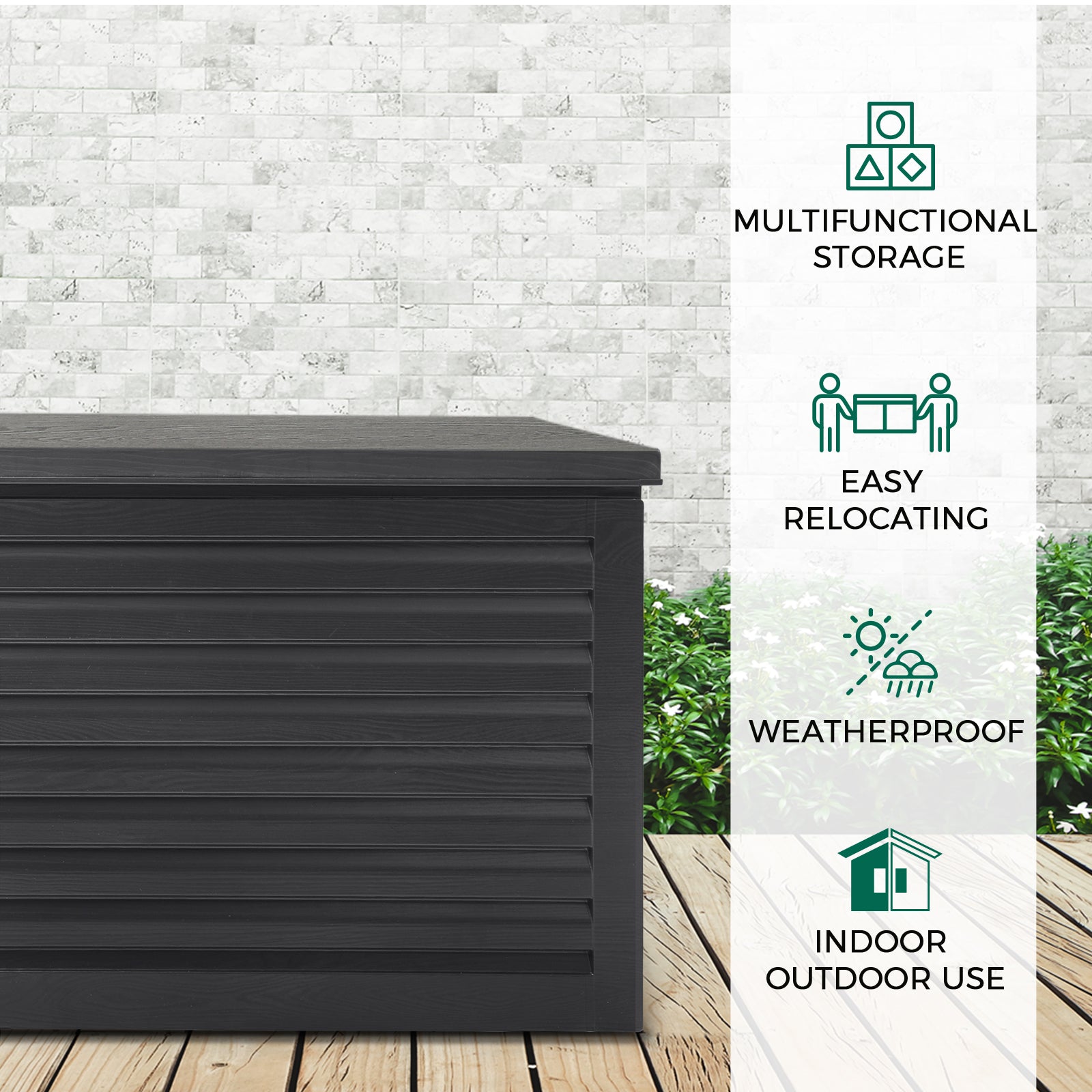 Livsip 390L Outdoor Storage Box Lockable Cabinet Container Garden DeckToy Shed - Sunyee