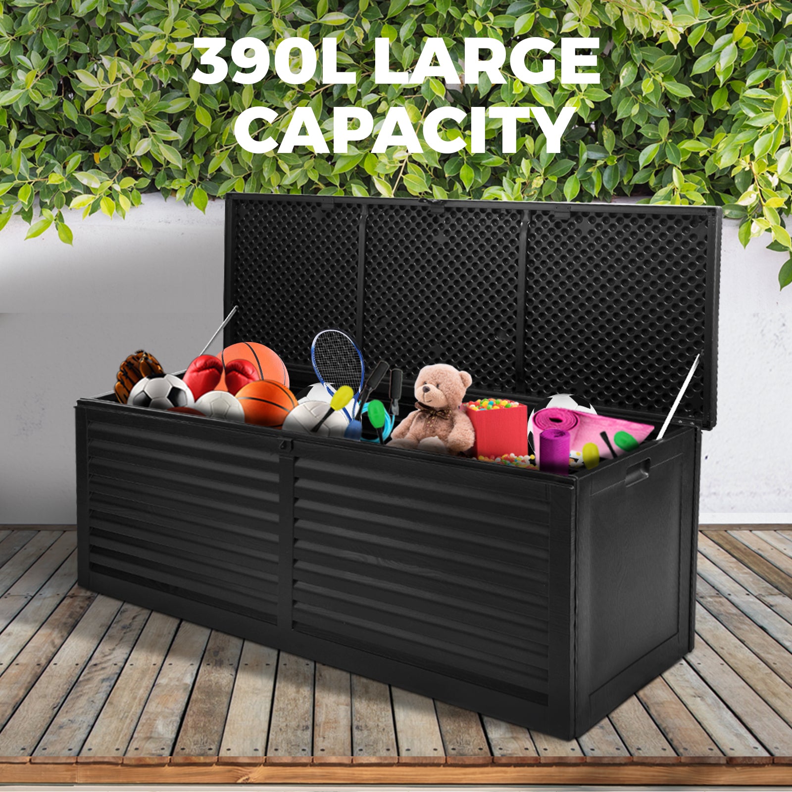 Livsip 390L Outdoor Storage Box Lockable Cabinet Container Garden DeckToy Shed - Sunyee