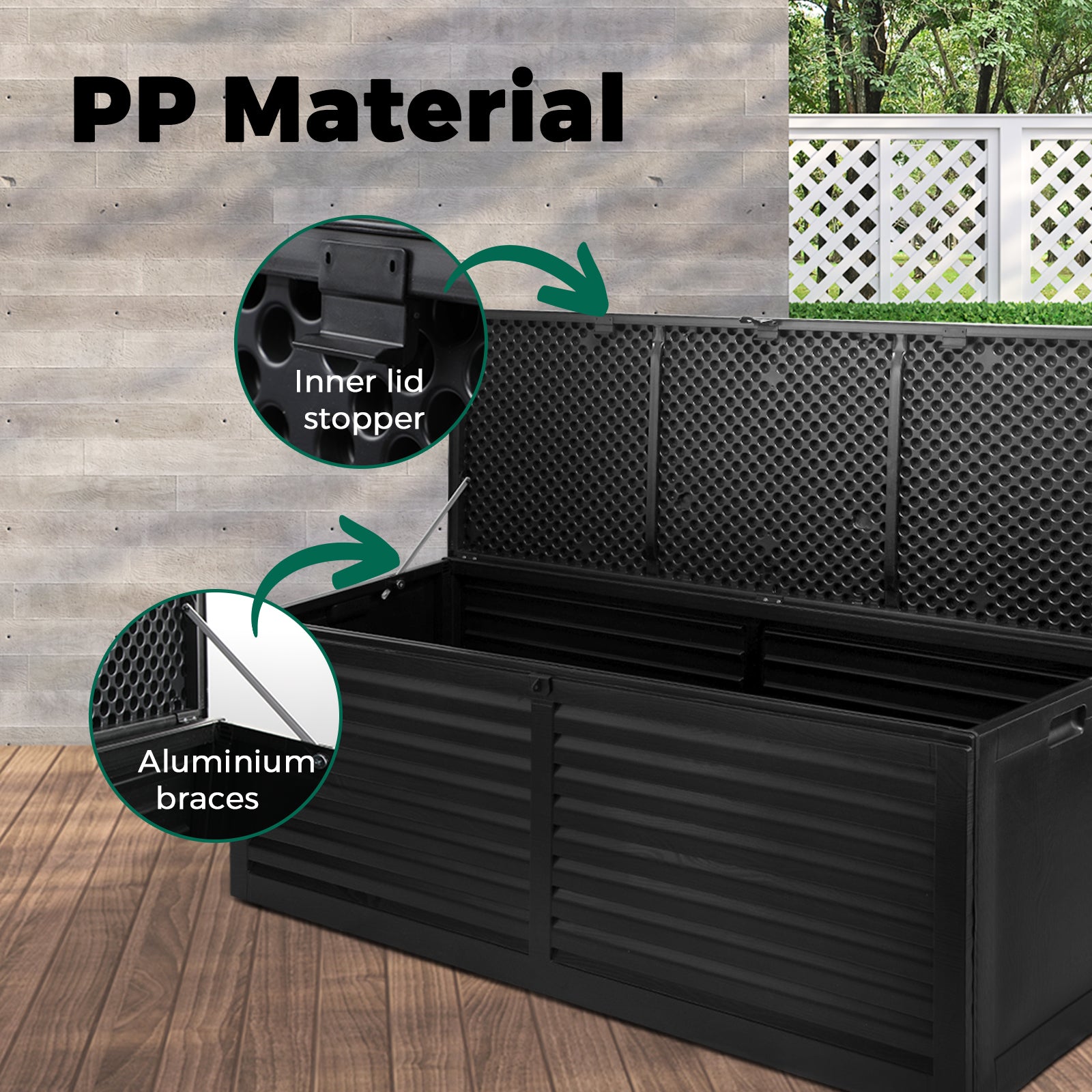 Livsip 390L Outdoor Storage Box Lockable Cabinet Container Garden DeckToy Shed - Sunyee