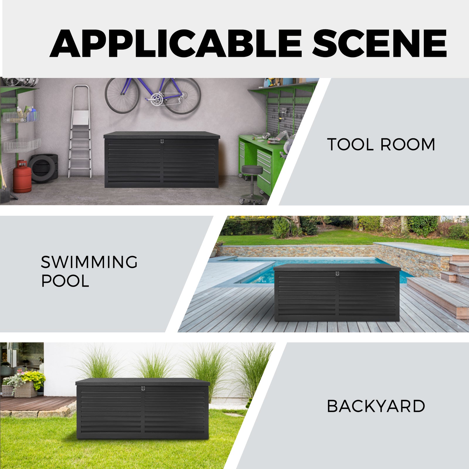 Livsip 390L Outdoor Storage Box Lockable Cabinet Container Garden DeckToy Shed - Sunyee