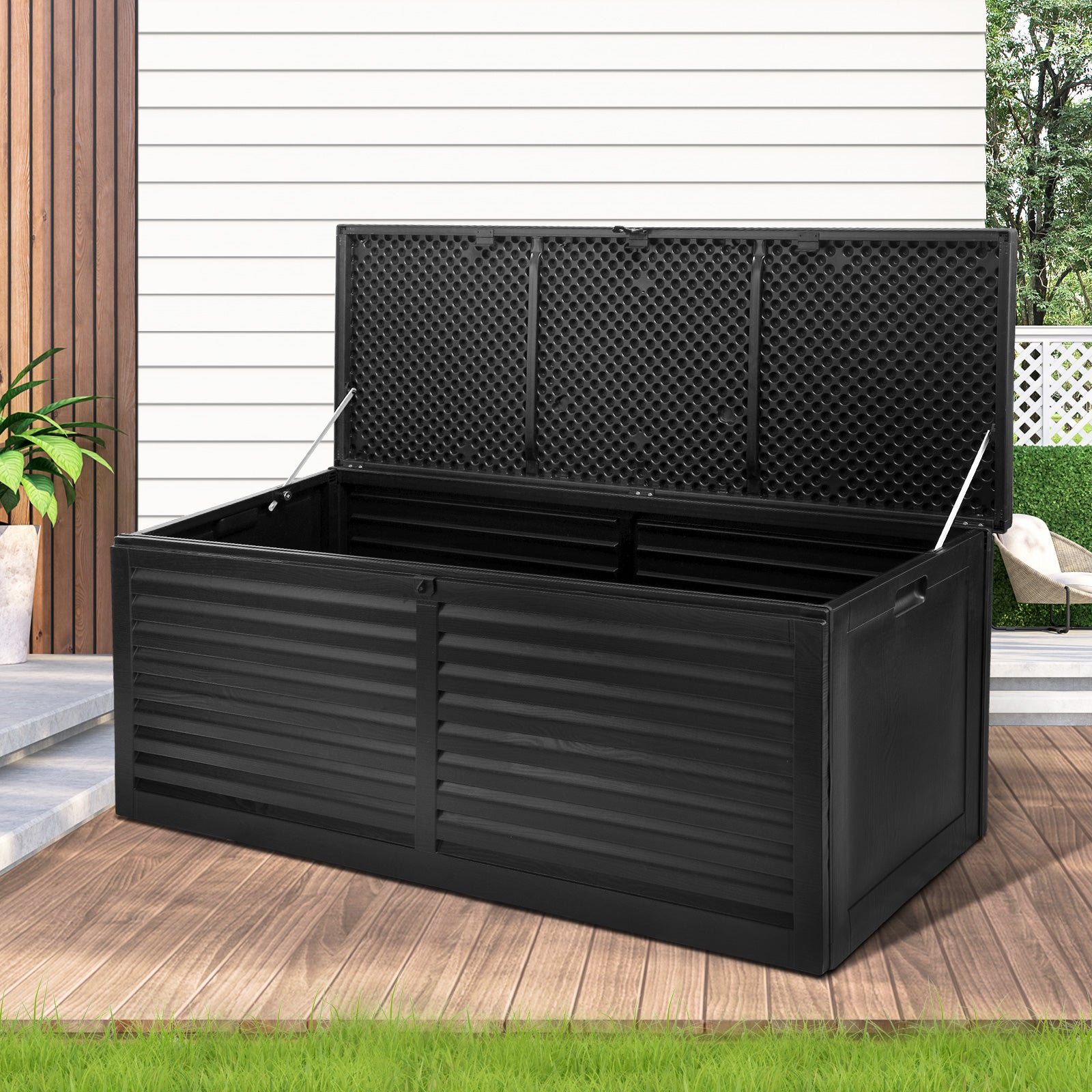 Livsip 390L Outdoor Storage Box Lockable Cabinet Container Garden DeckToy Shed - Sunyee