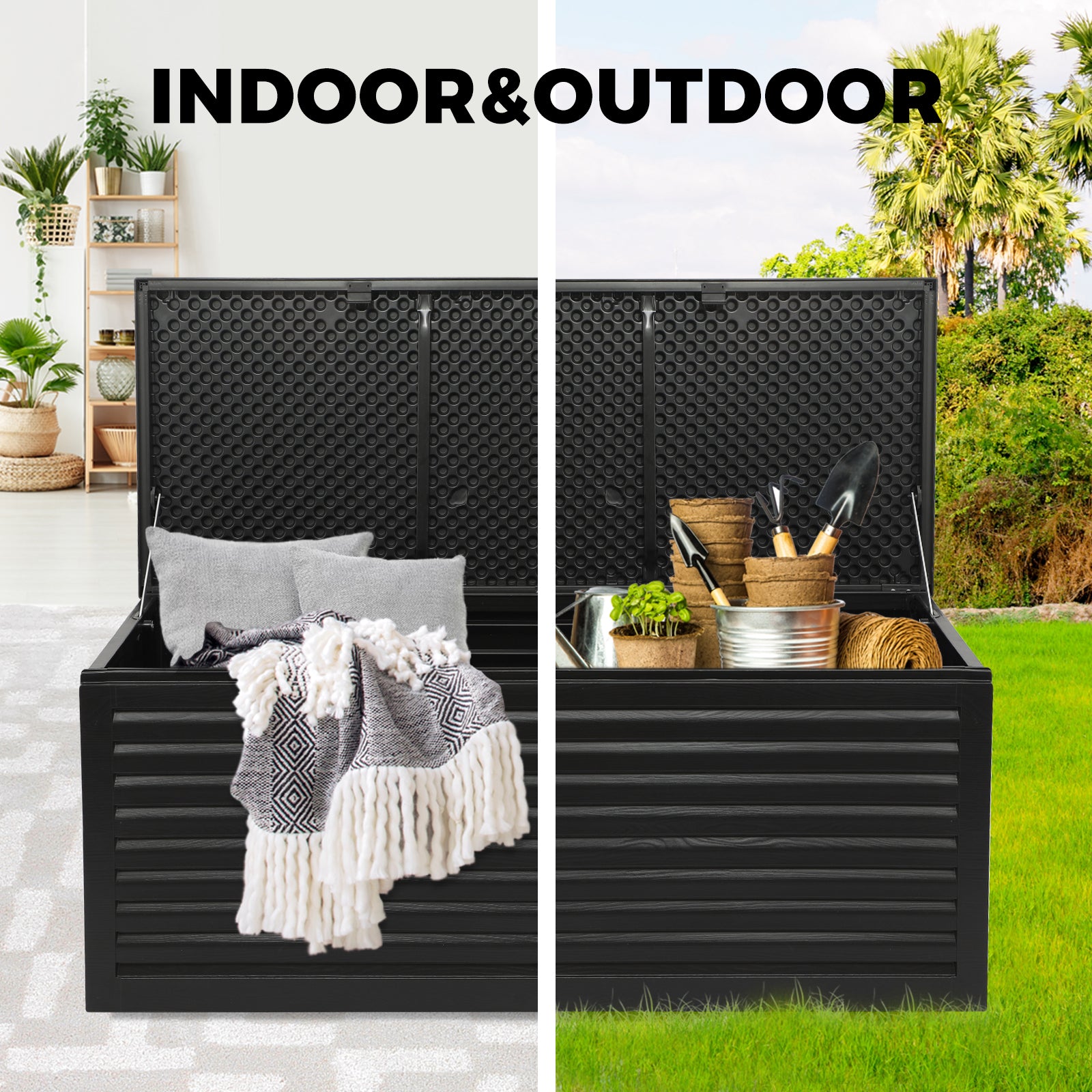 Livsip Outdoor Storage Box Bench 490L Cabinet Container Garden Shed Deck Tool - Sunyee