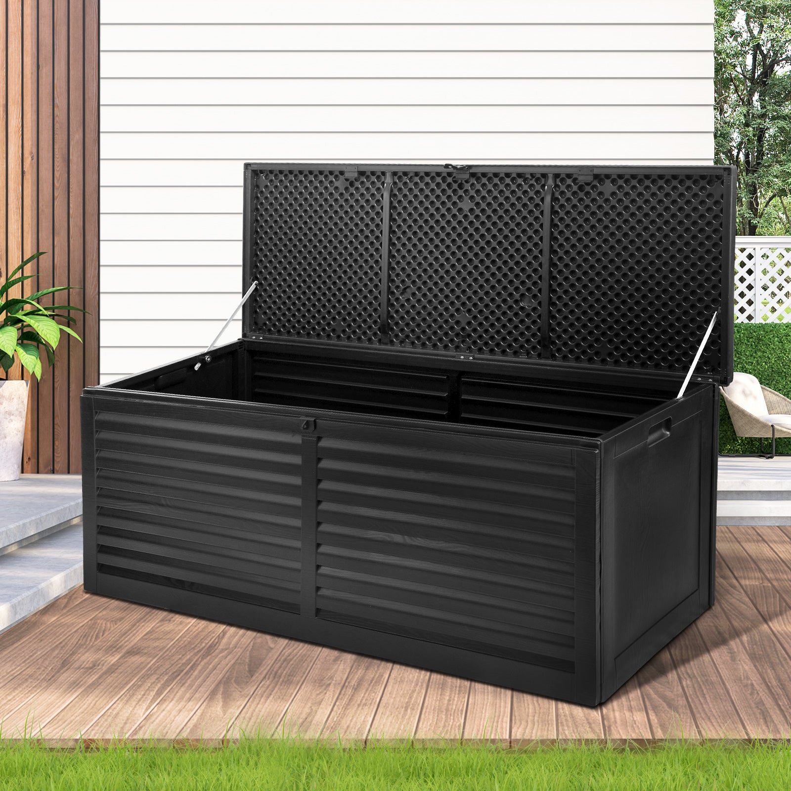 Livsip Outdoor Storage Box Bench 490L Cabinet Container Garden Shed Deck Tool - Sunyee