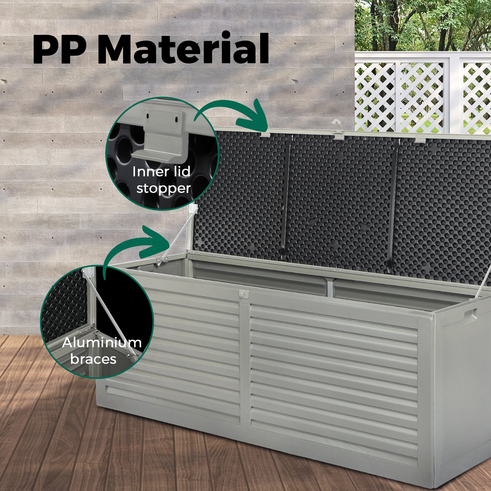 Livsip Outdoor Storage Box Bench 490L Cabinet Container Garden Shed Deck Tool Grey - Sunyee