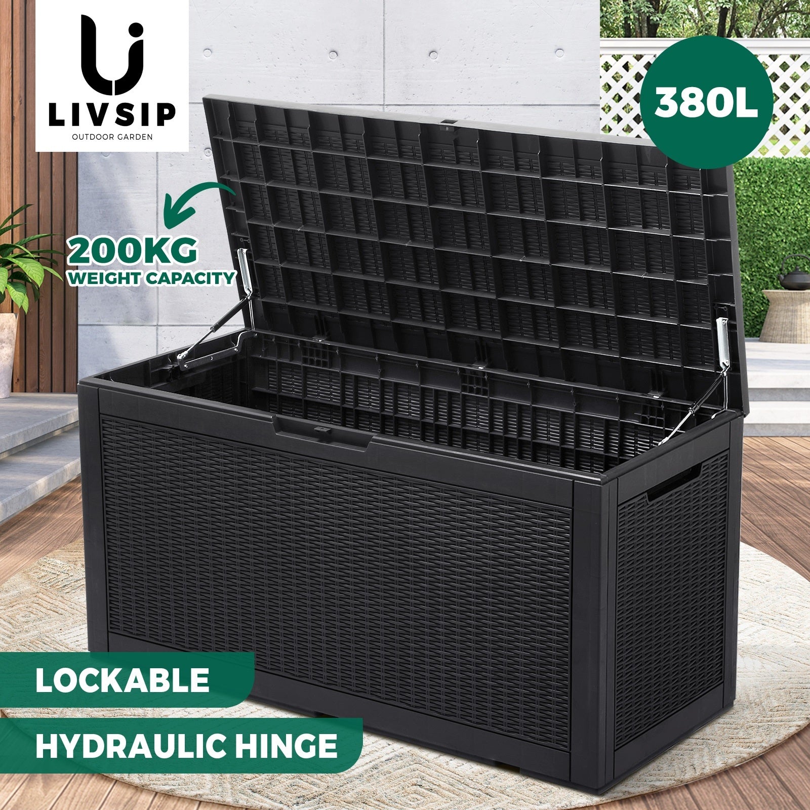 Livsip Outdoor Storage Box Garden Shed Cabinet Garden Bench Toys Tool Storage - Sunyee